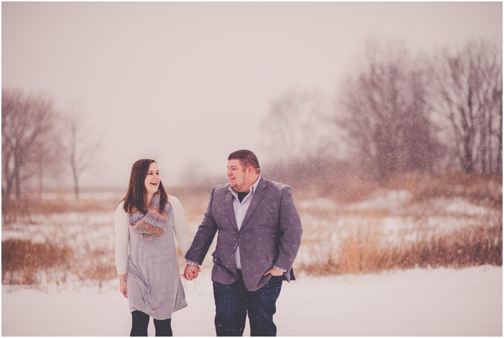 Kara Evans Photographer - Central Illinois Wedding Photographer - Snowy Winter Engagement Session - Kankakee Wedding Photographer - Kankakee Snowy Engagement Photos