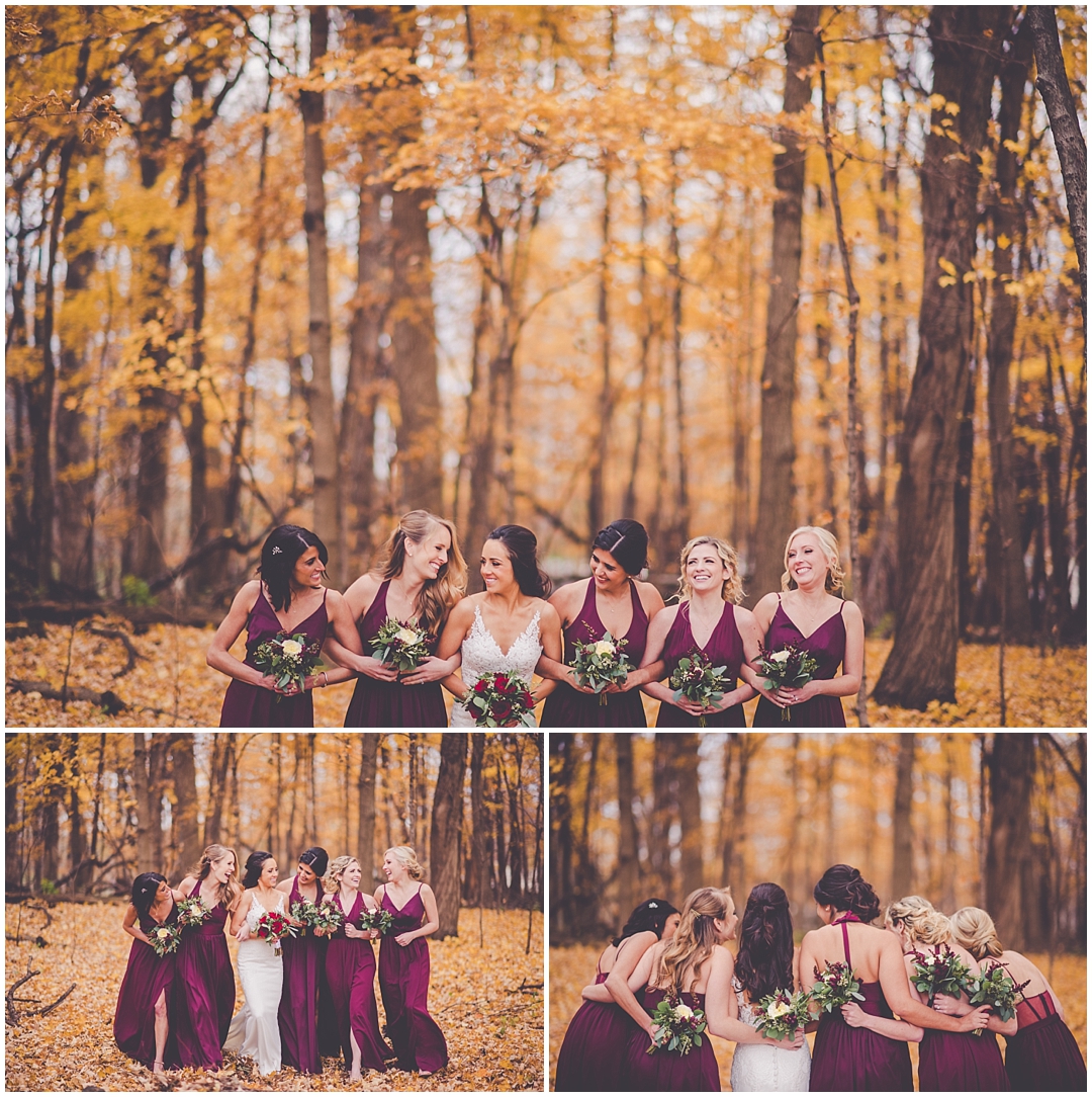 Fall wedding day at The Westin Chicago Northwest in Itasca, Illinois - burgundy, gold, and greenery wedding style. Busse Woods Forest Preserve wedding photos.