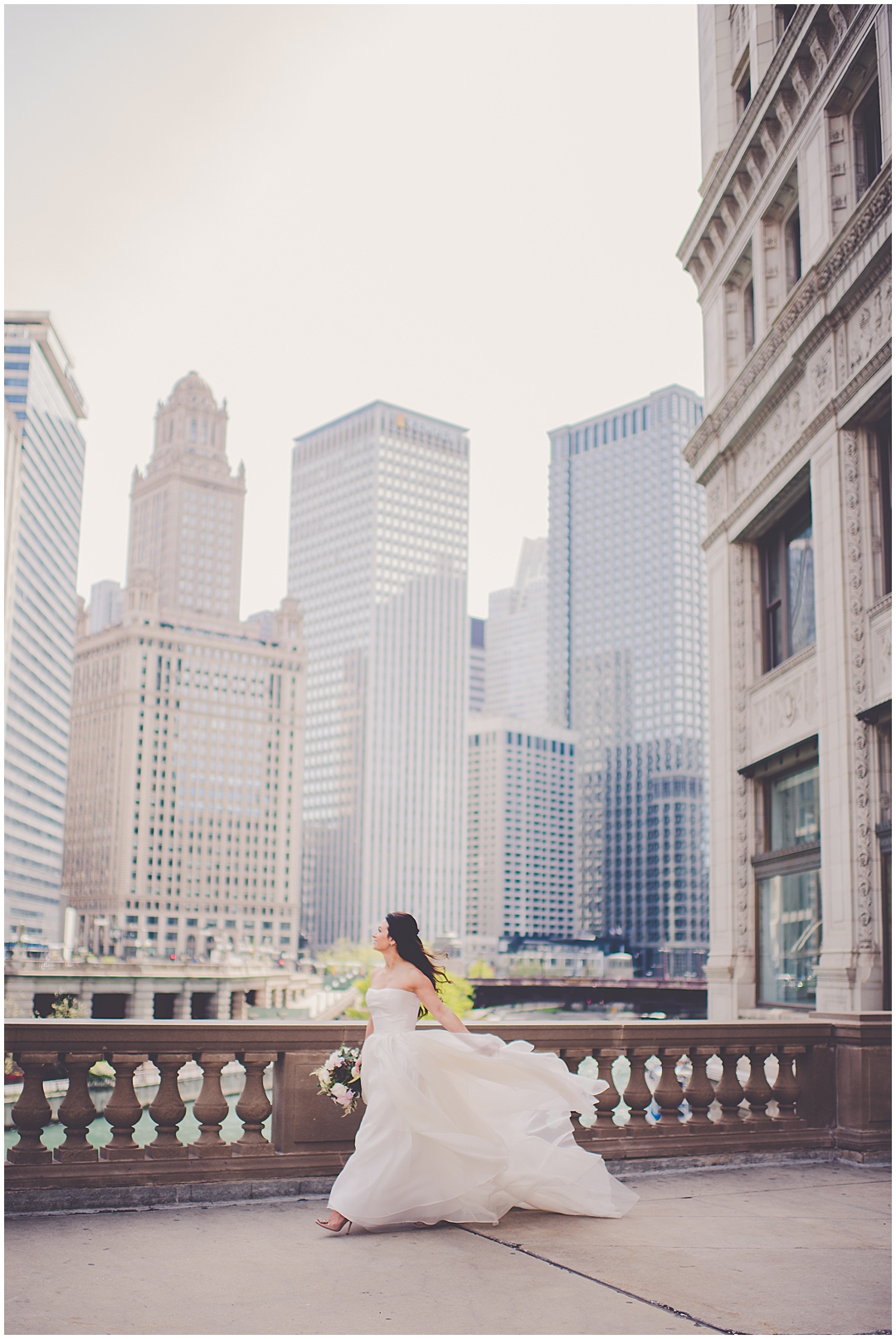 Wedding photos at the Wrigley Building Chicago - Romantic Blush & Gold Wedding Day at Room 1520 in Chicago, Illinois with Chicagoland Wedding Photographer Kara Evans Photographer