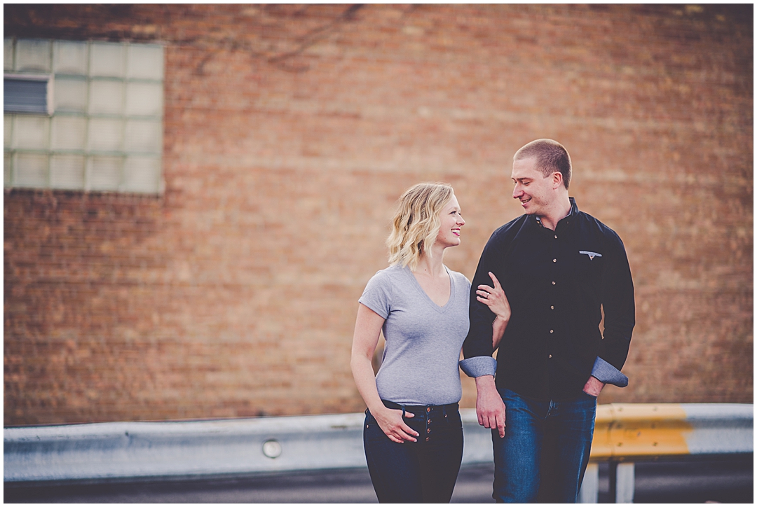 Urban Engagement Session in Downtown Arlington Heights, Illinois with Chicagoland wedding photographer Kara Evans Photographer.
