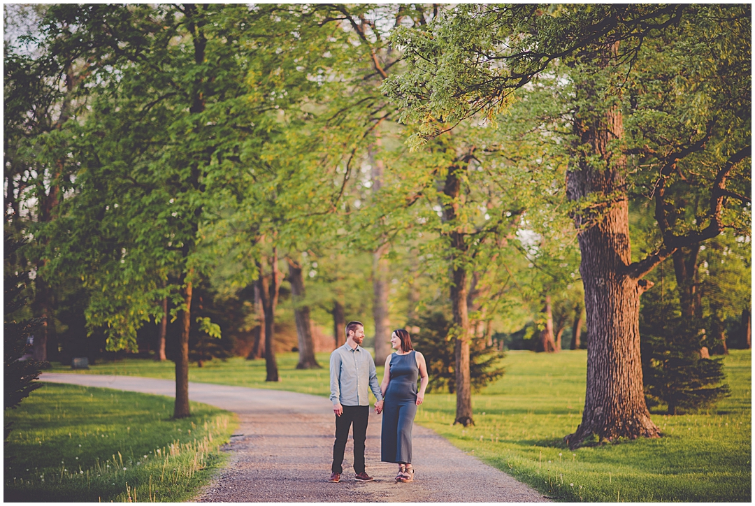 Spring sunset couples session in Watseka, Illinois with Chicagoland wedding photographer Kara Evans Photographer - anniversary photoshoot ideas.