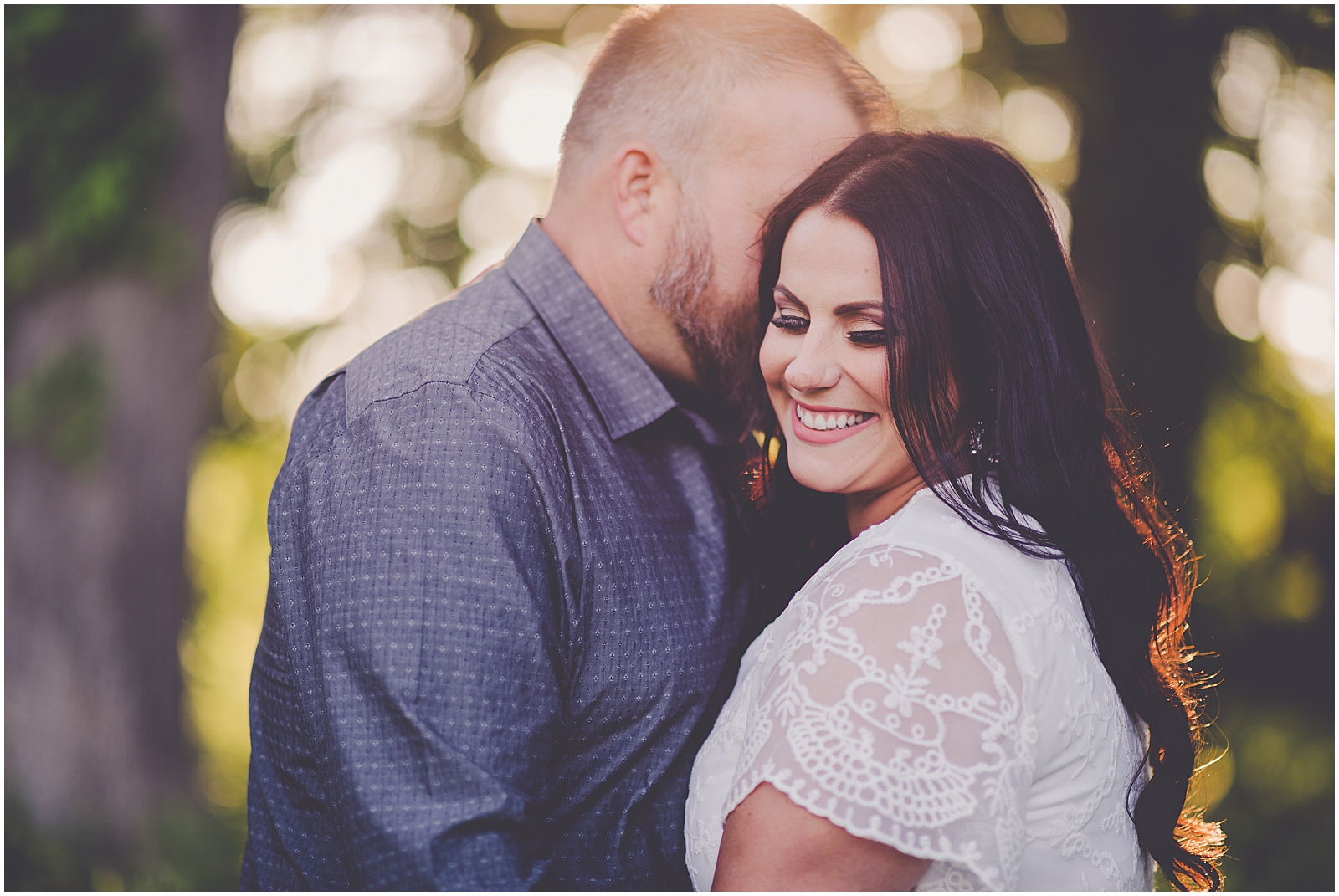 Antonia and John's summer sunset engagement at Cantigny Park in Wheaton, Illinois with Chicagoland wedding photographer Kara Evans Photographer.