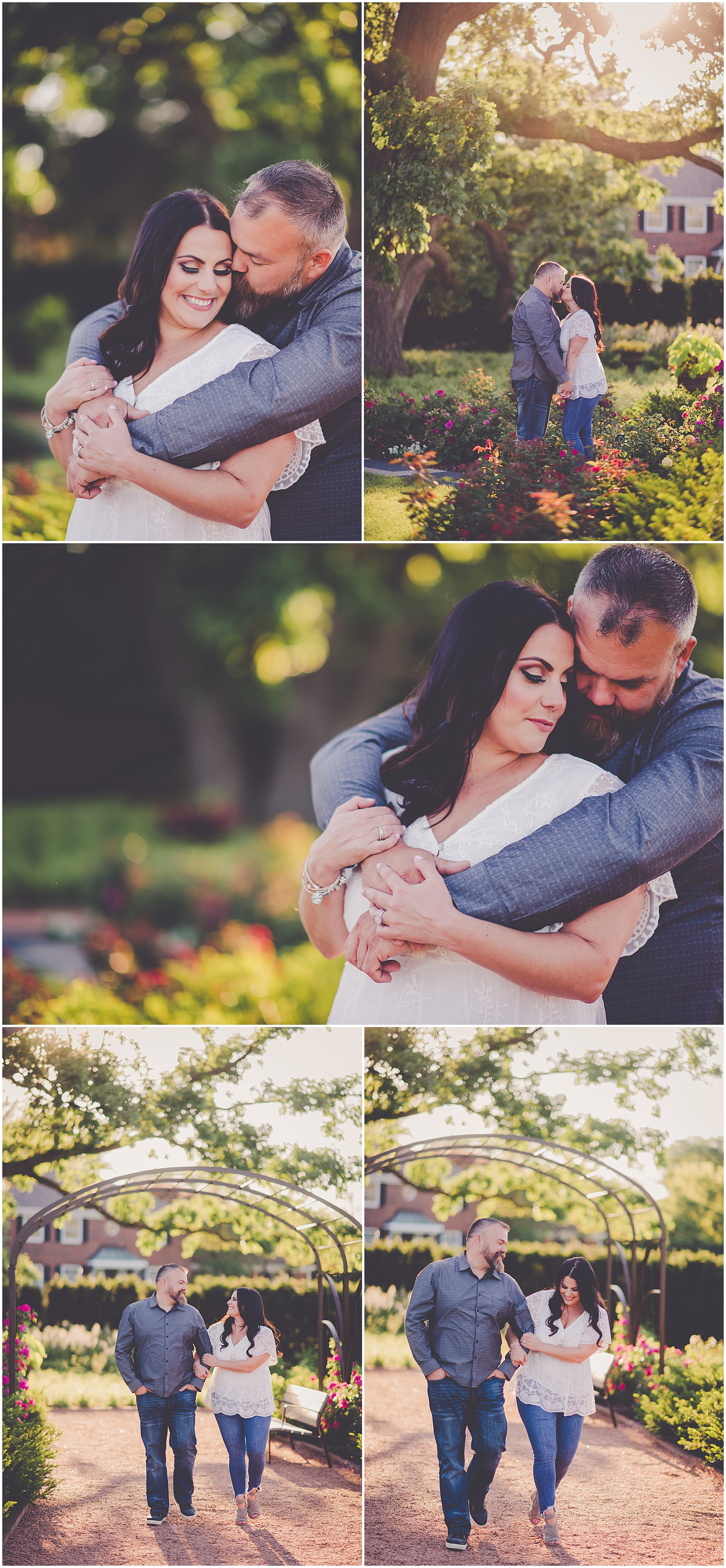 Antonia and John's summer sunset engagement at Cantigny Park in Wheaton, Illinois with Chicagoland wedding photographer Kara Evans Photographer.