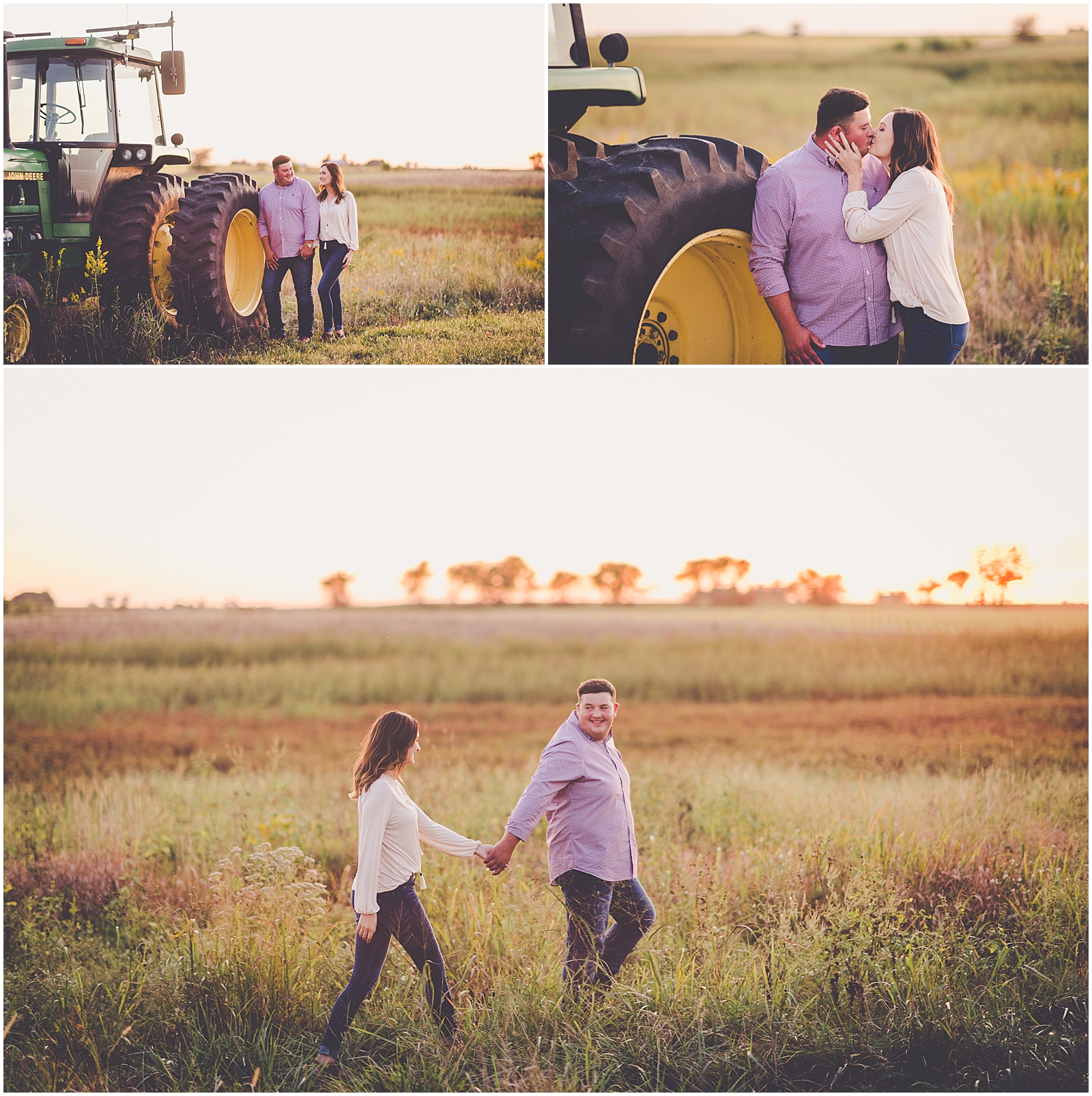 Kara and Dakota's Iroquois County farm engagement session in GIlman, Illinois with Chicagoland wedding photographer Kara Evans Photographer.