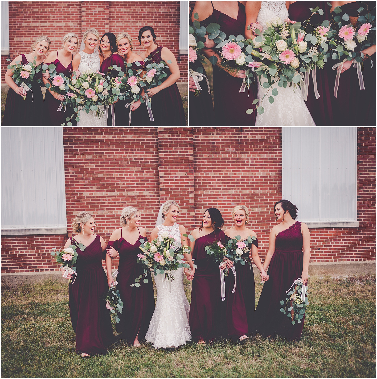 Cari and Nick's rustic fall cabernet and navy Round House Event Center wedding day in Beardstown, IL with Chicagoland wedding photographer Kara Evans Photographer.