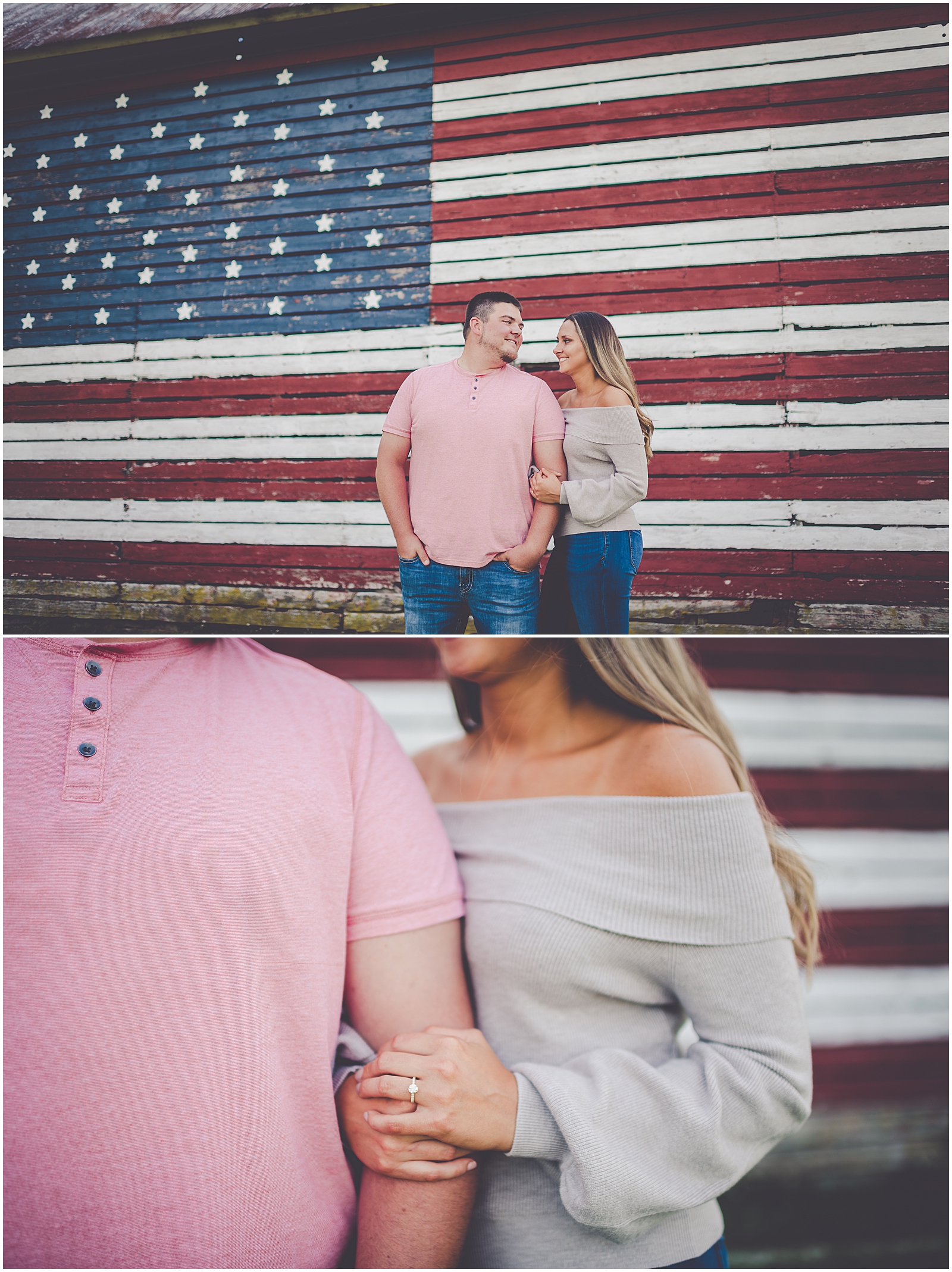 Holly and Kolton's summer Iroquois County engagement photos in Clifton, Illinois with Chicagoland wedding photographer Kara Evans Photographer.