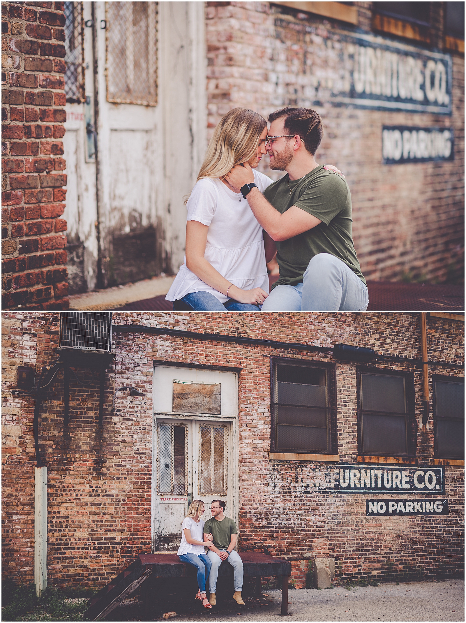 Lauren and Chase's Downtown Kankakee engagement photos in Kankakee, Illinois with Chicagoland wedding photographer Kara Evans Photographer.