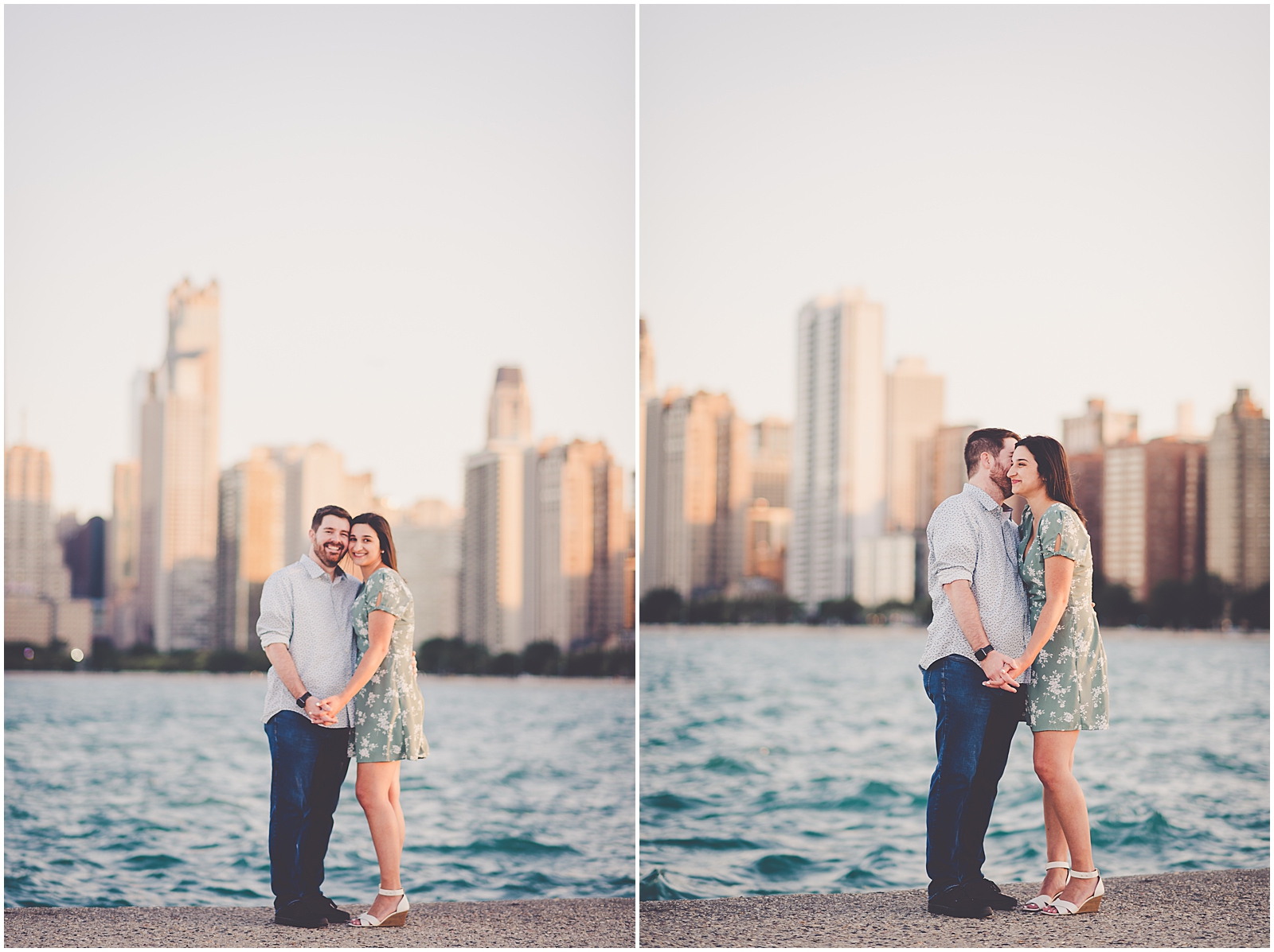 Michelle and Derek's engagement photos at Lincoln Park and the Chicago skyline with Chicagoland wedding photographer Kara Evans Photographer.