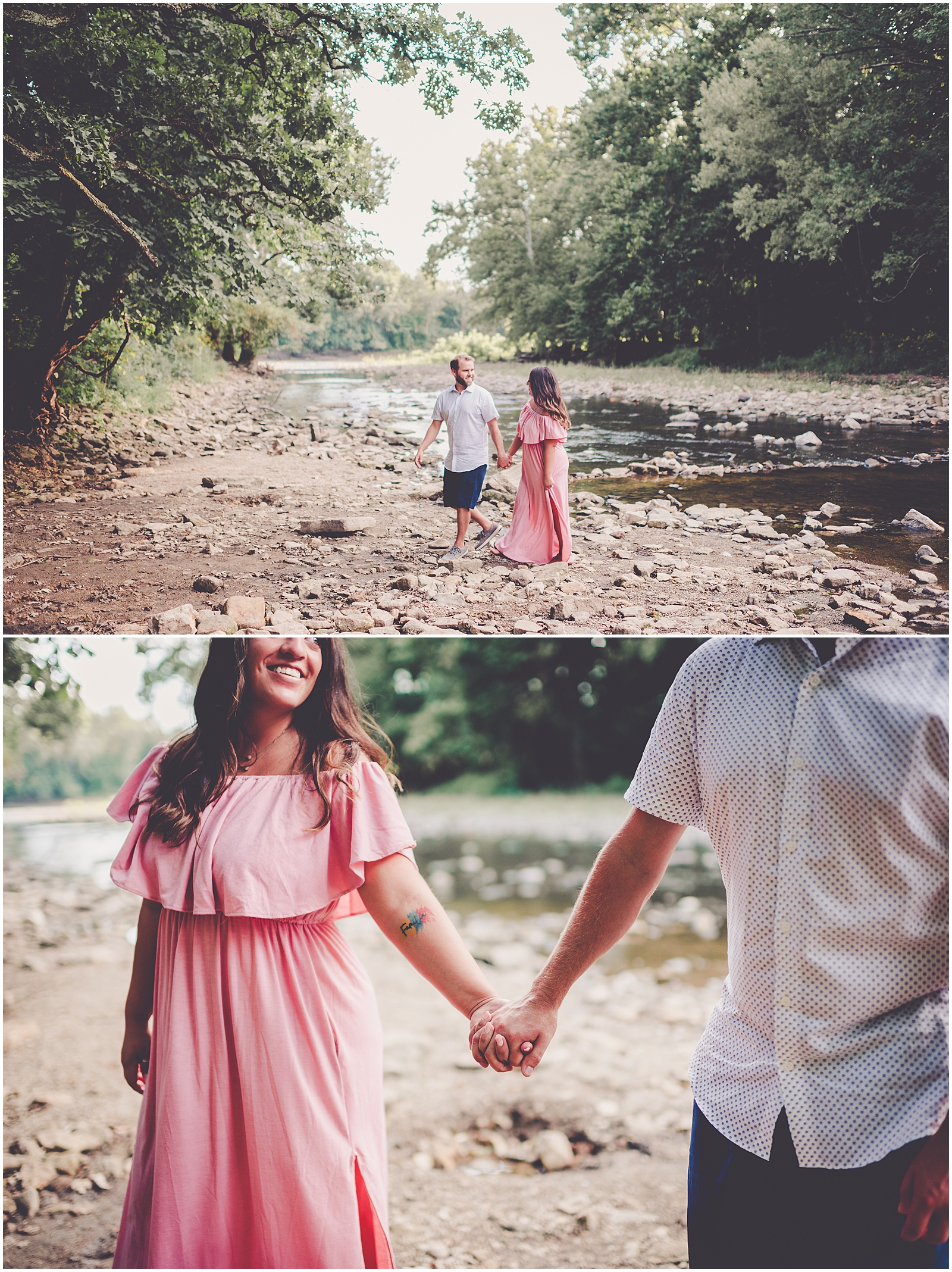 Daniela and Andrew's summer engagement photos at Kankakee River State Park with Chicagoland wedding photographer Kara Evans Photographer.