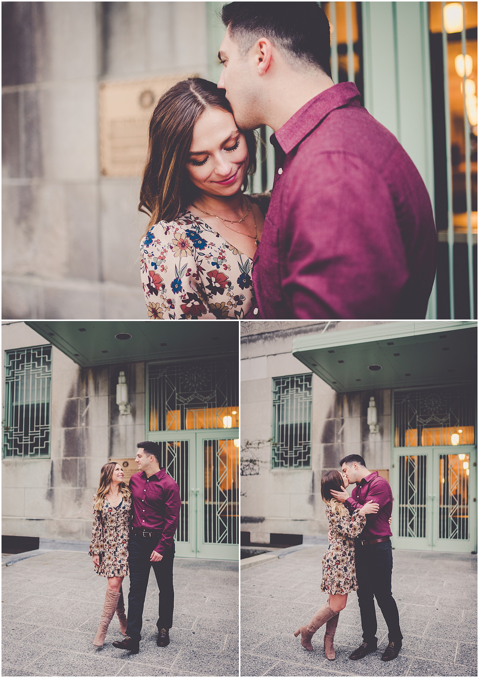 Emily and Milan's October Loyola University engagement photos in Chicago, IL with Chicagoland wedding photographer Kara Evans Photographer.