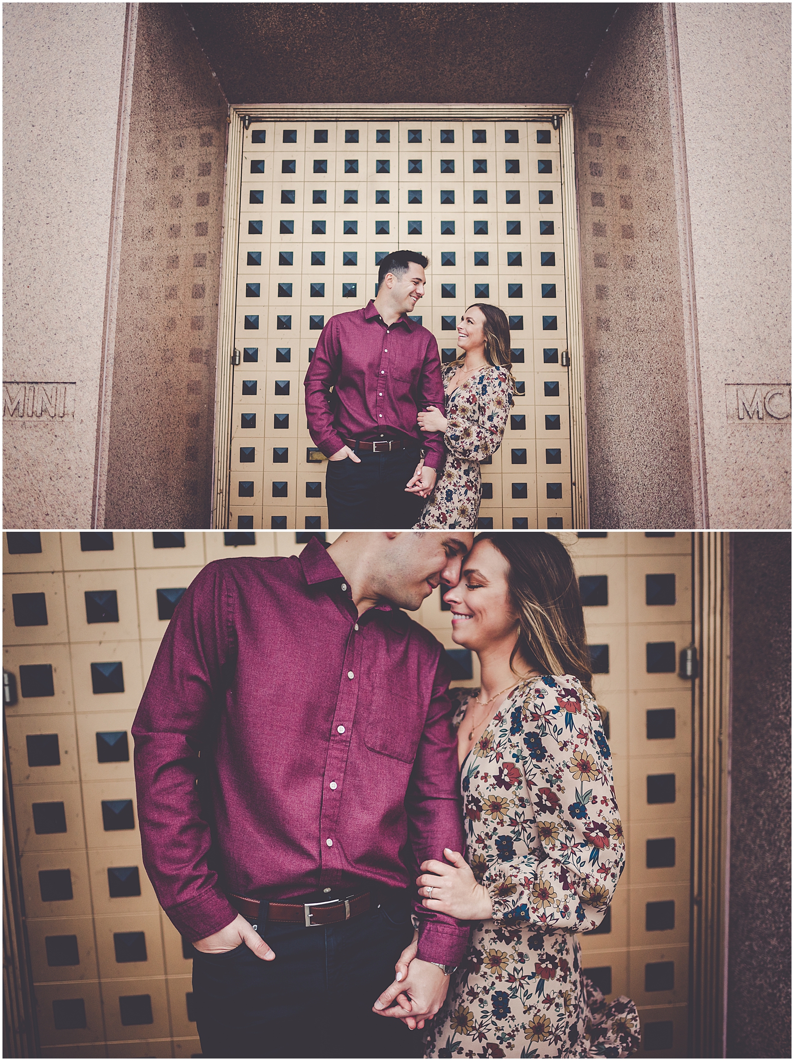 Emily and Milan's October Loyola University engagement photos in Chicago, IL with Chicagoland wedding photographer Kara Evans Photographer.