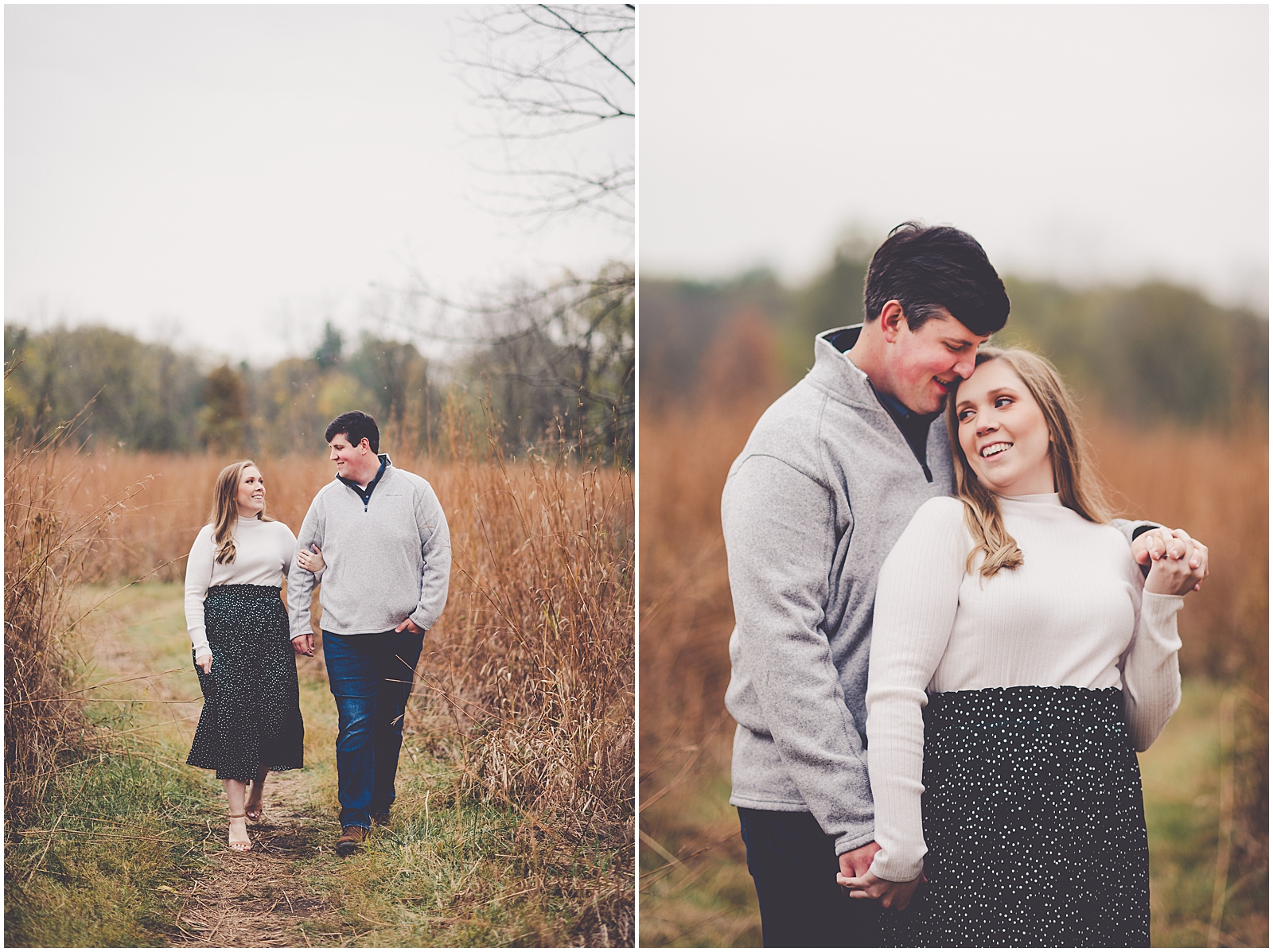 Katelynn and Jamey's Meadowbrook Park engagement photos in Champaign, Illinois with Chicagoland wedding photographer Kara Evans Photographer.