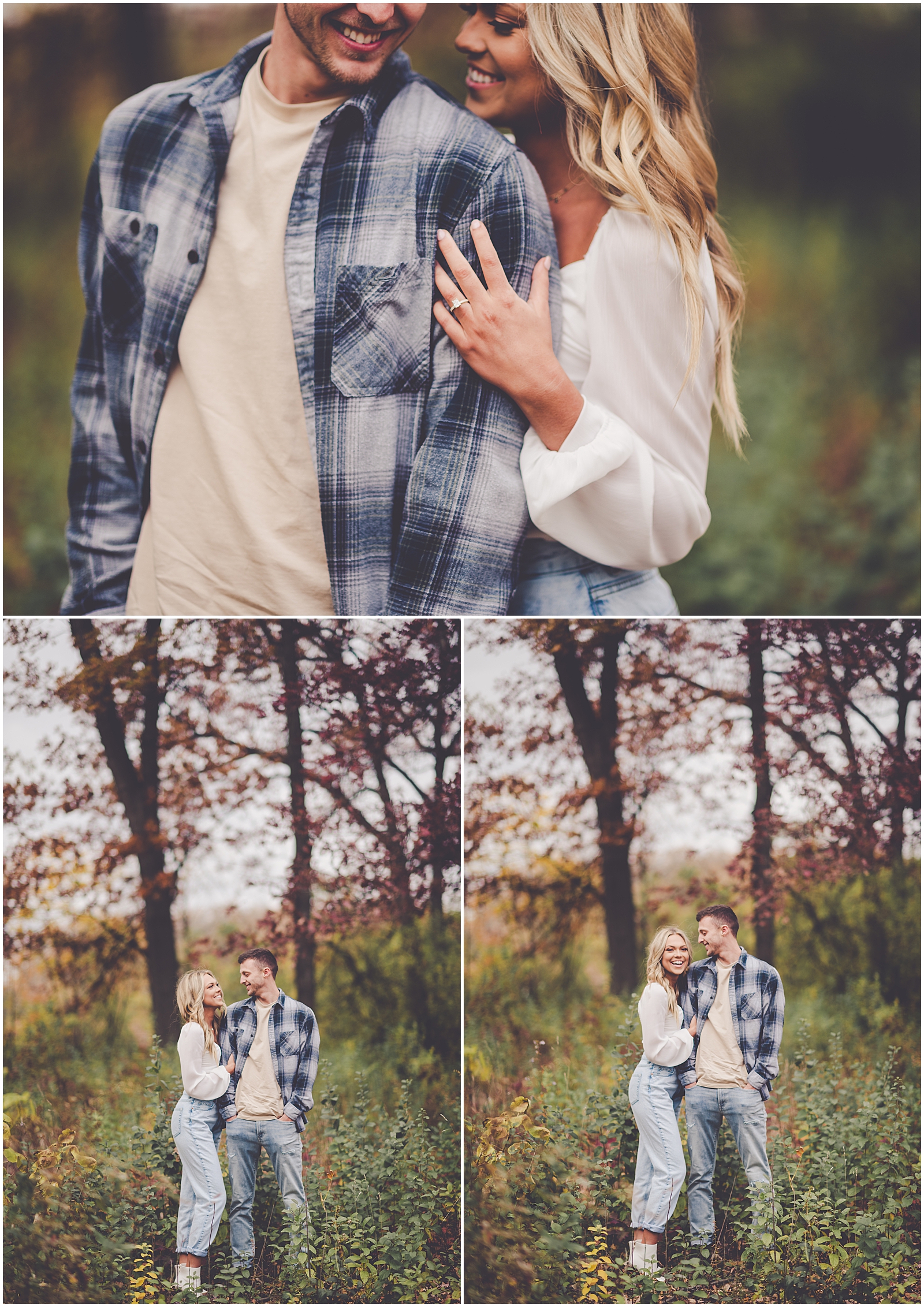 Kali and Trace's fall Cantigny Park engagement photos in Wheaton, IL with Chicagoland wedding photographer Kara Evans Photographer.