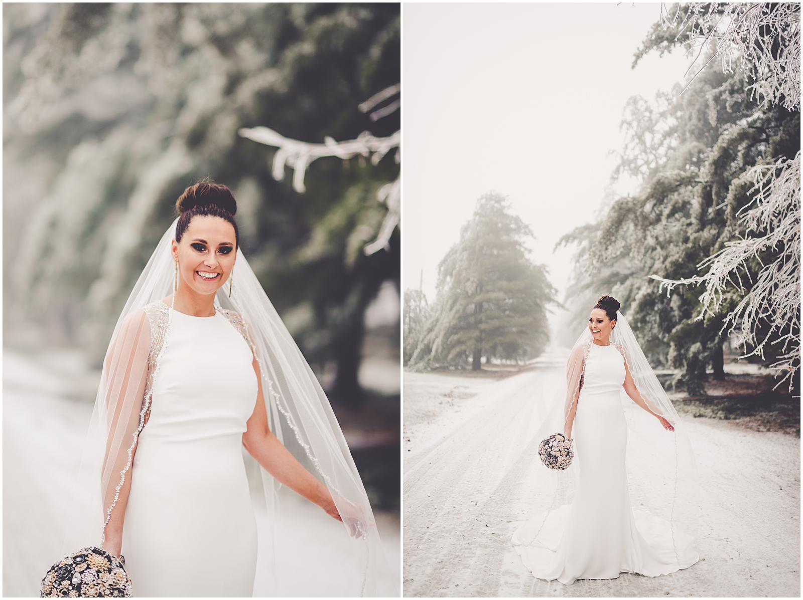 Holly and Kolton's snowy winter wedding day at The Longbranch in L'erable with Chicagoland wedding photographer Kara Evans Photographer.