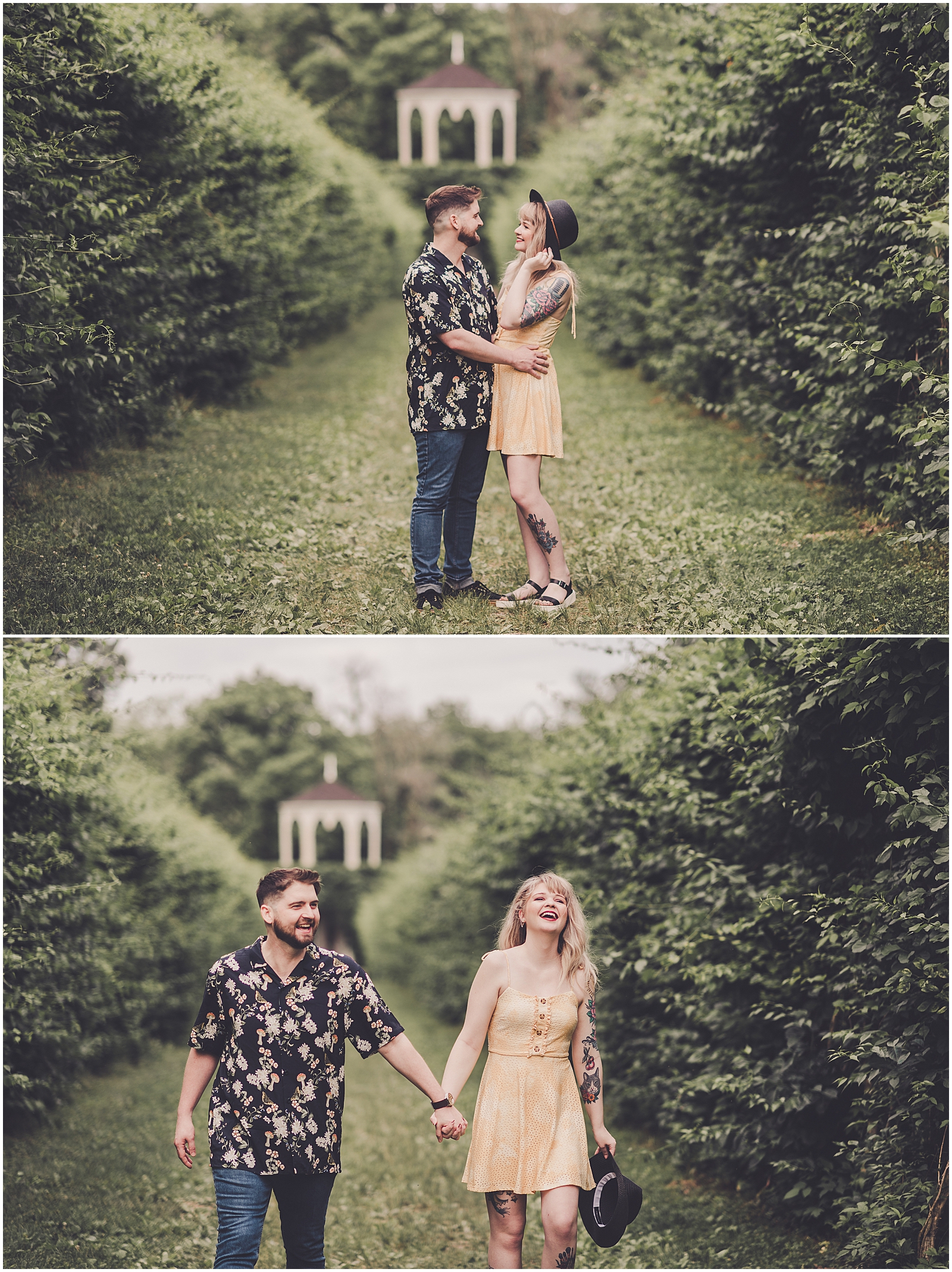 Hannah and Collin's summer engagement photos at Allerton Park in Monticello, IL with Chicagoland wedding photographer Kara Evans Photographer.