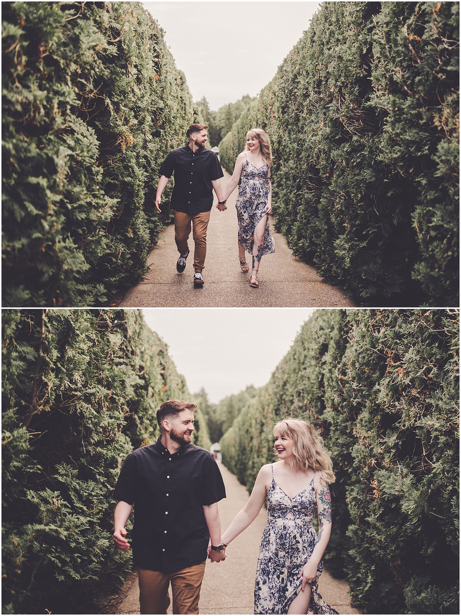 Hannah and Collin's summer engagement photos at Allerton Park in Monticello, IL with Chicagoland wedding photographer Kara Evans Photographer.