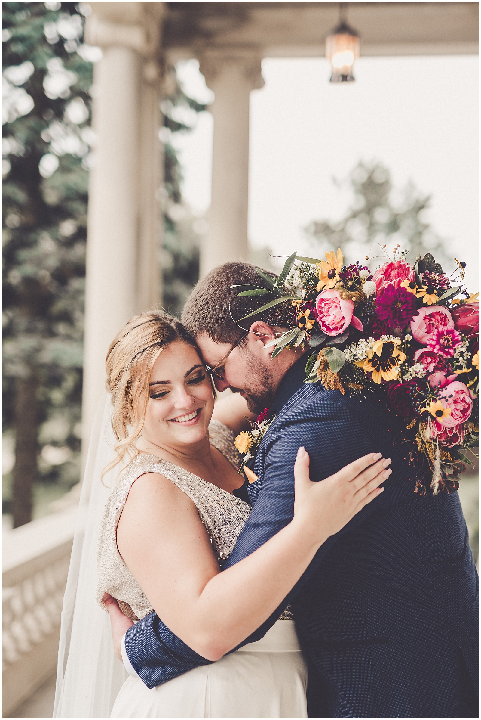Janet and Michael's colorful summer backyard wedding in Bourbonnais, IL with Chicagoland wedding photographer Kara Evans Photographer.