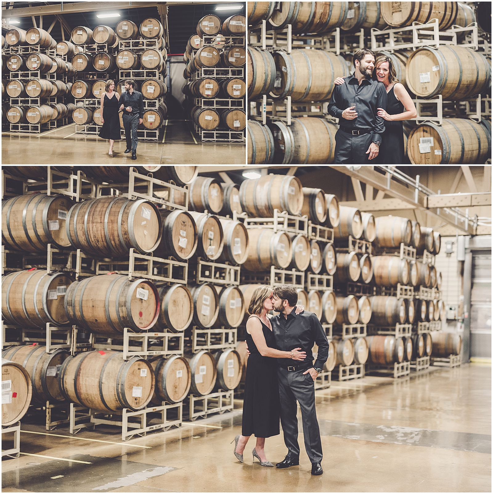 Annie and Virgil's Goose Island Barrel House engagement photos in Chicago with Chicagoland wedding photographer Kara Evans Photographer.