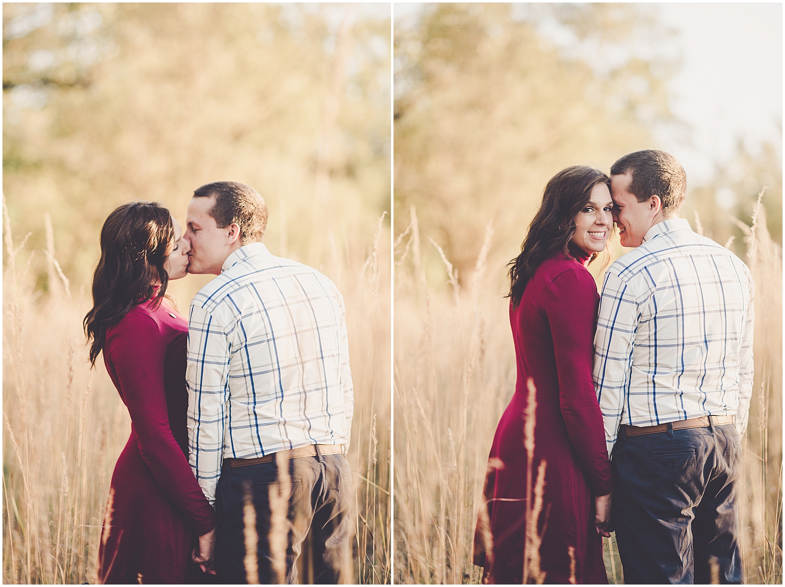 Caroline and Cody's fall Linne Woods engagement in Morton Grove, IL with Chicagoland wedding photographer Kara Evans Photographer.