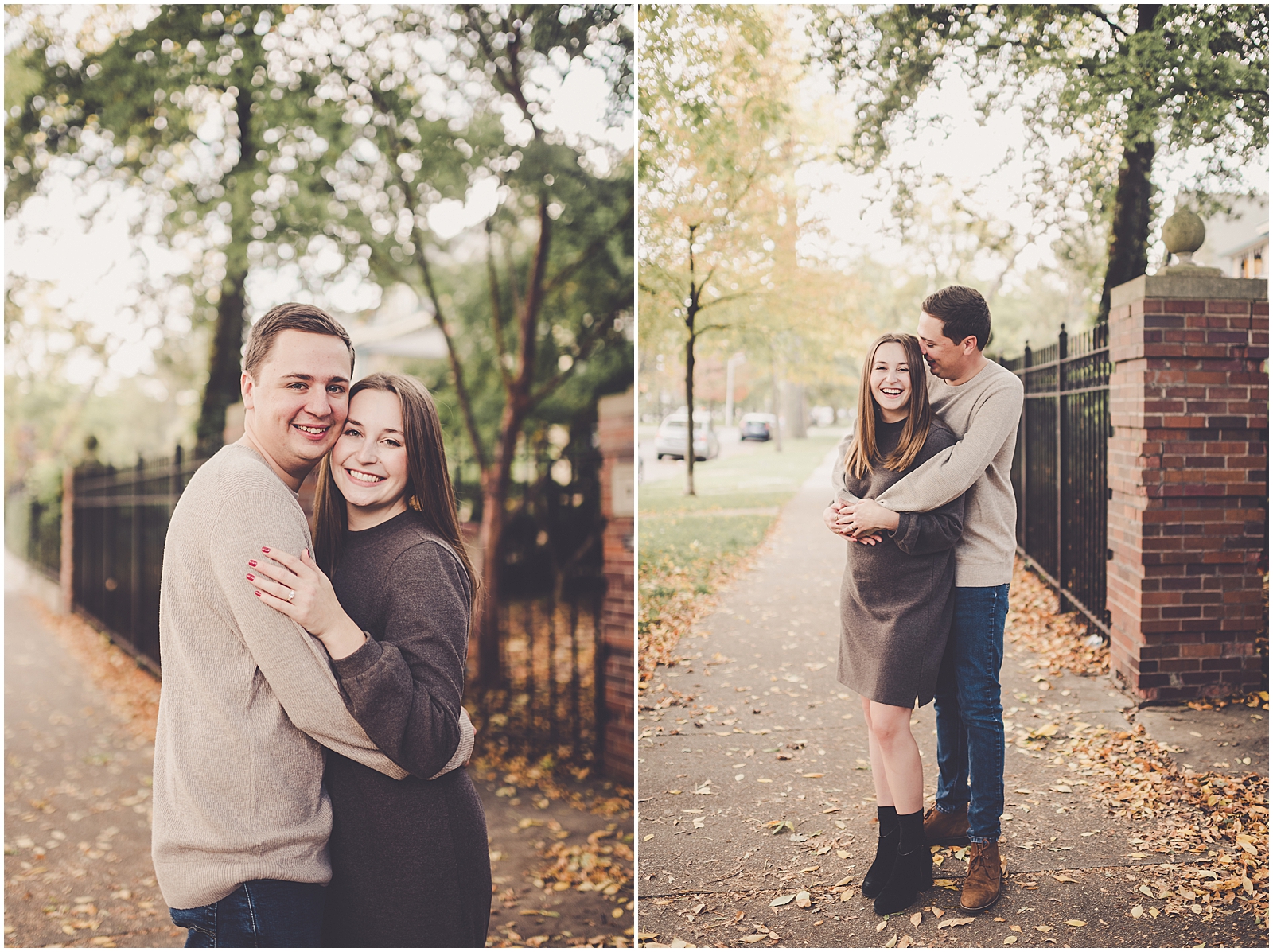 Natalie and Colin's fall Logan Square engagement photos in Chicago, Illinois with Chicagoland wedding photographer Kara Evans Photographer.