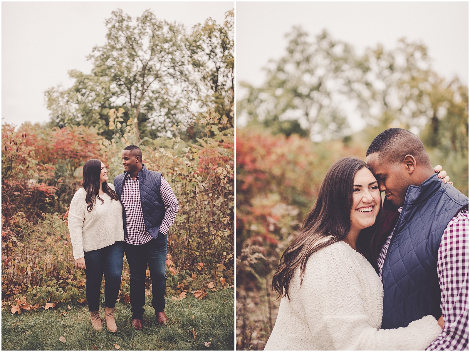 Jess and Dmarte's downtown Geneva and Fabyan Forest Preserve engagement with Chicagoland wedding photographer Kara Evans Photographer.