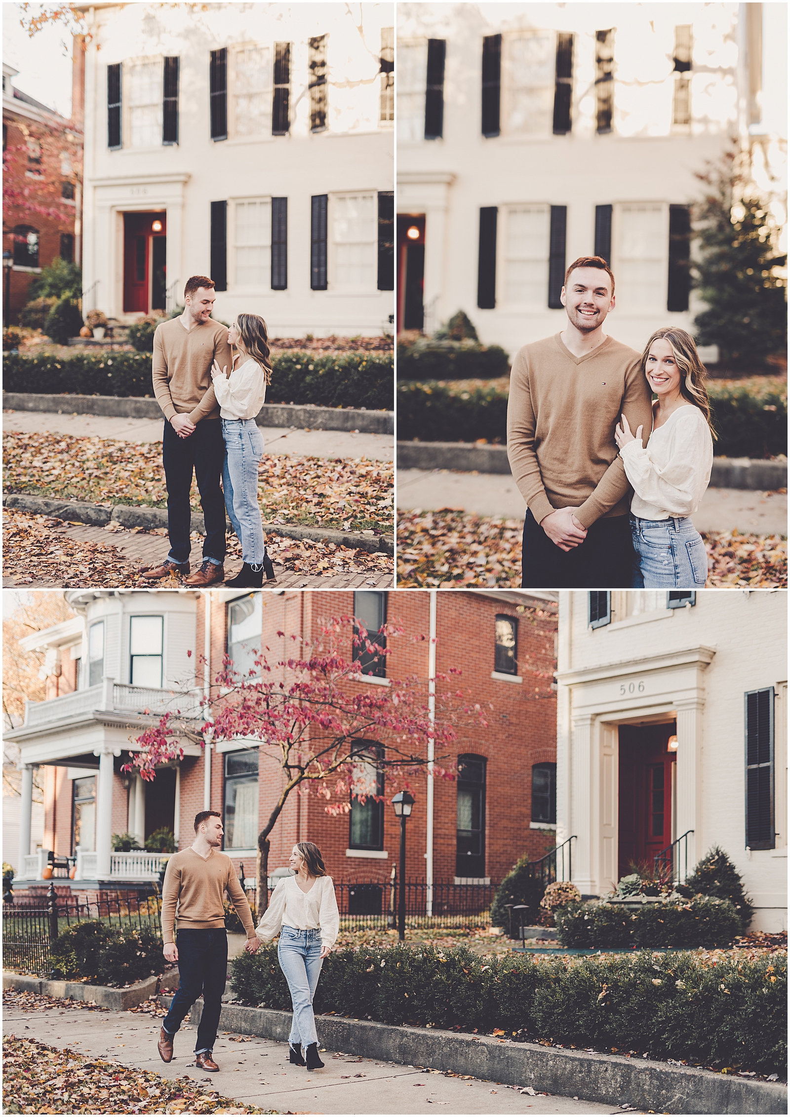 Kendall and Noah's fall Newburgh and Evansville, Indiana engagement photos with Chicagoland wedding photographer Kara Evans Photographer.