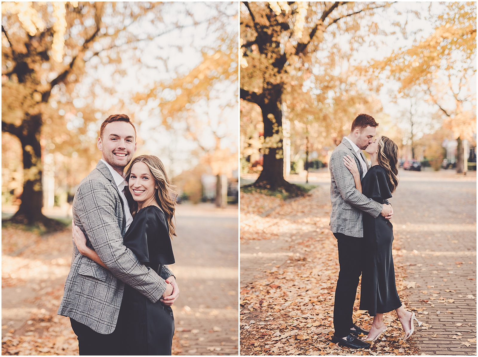 Kendall and Noah's fall Newburgh and Evansville, Indiana engagement photos with Chicagoland wedding photographer Kara Evans Photographer.