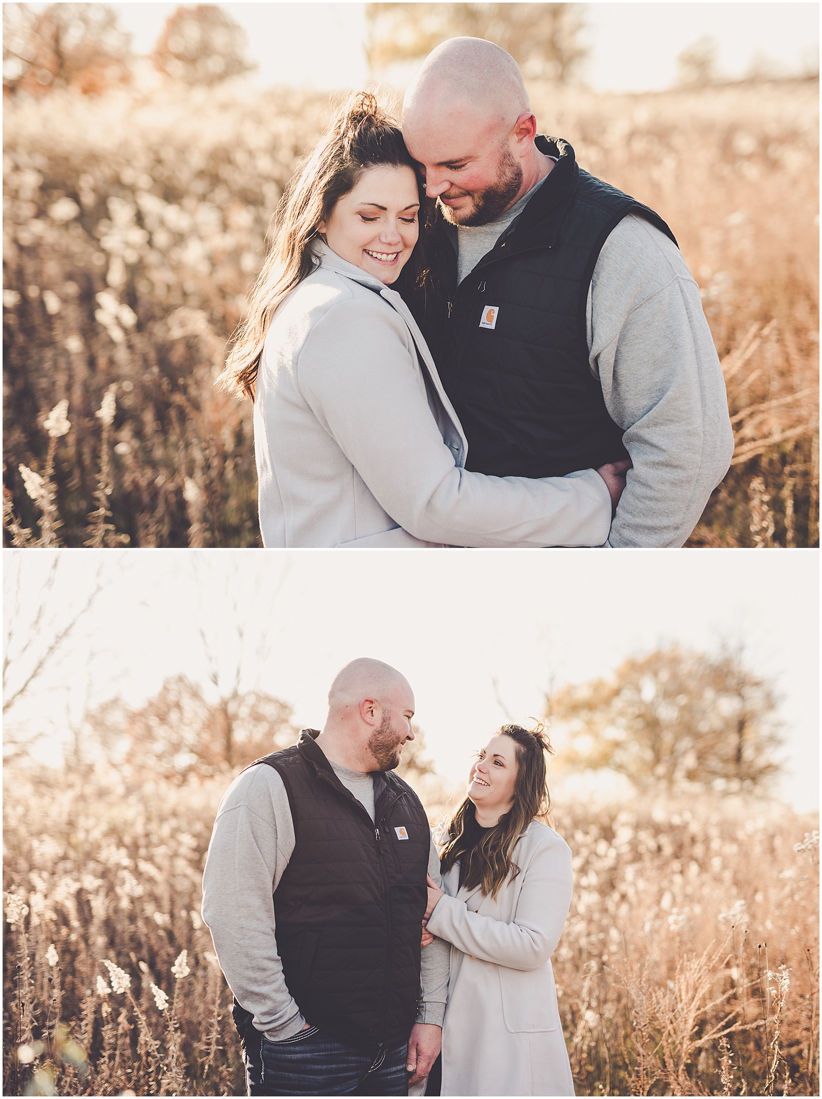 Carol and Casey's fall Perry Farm engagement in Bourbonnais, Illinois with Chicagoland wedding photographer Kara Evans Photographer.