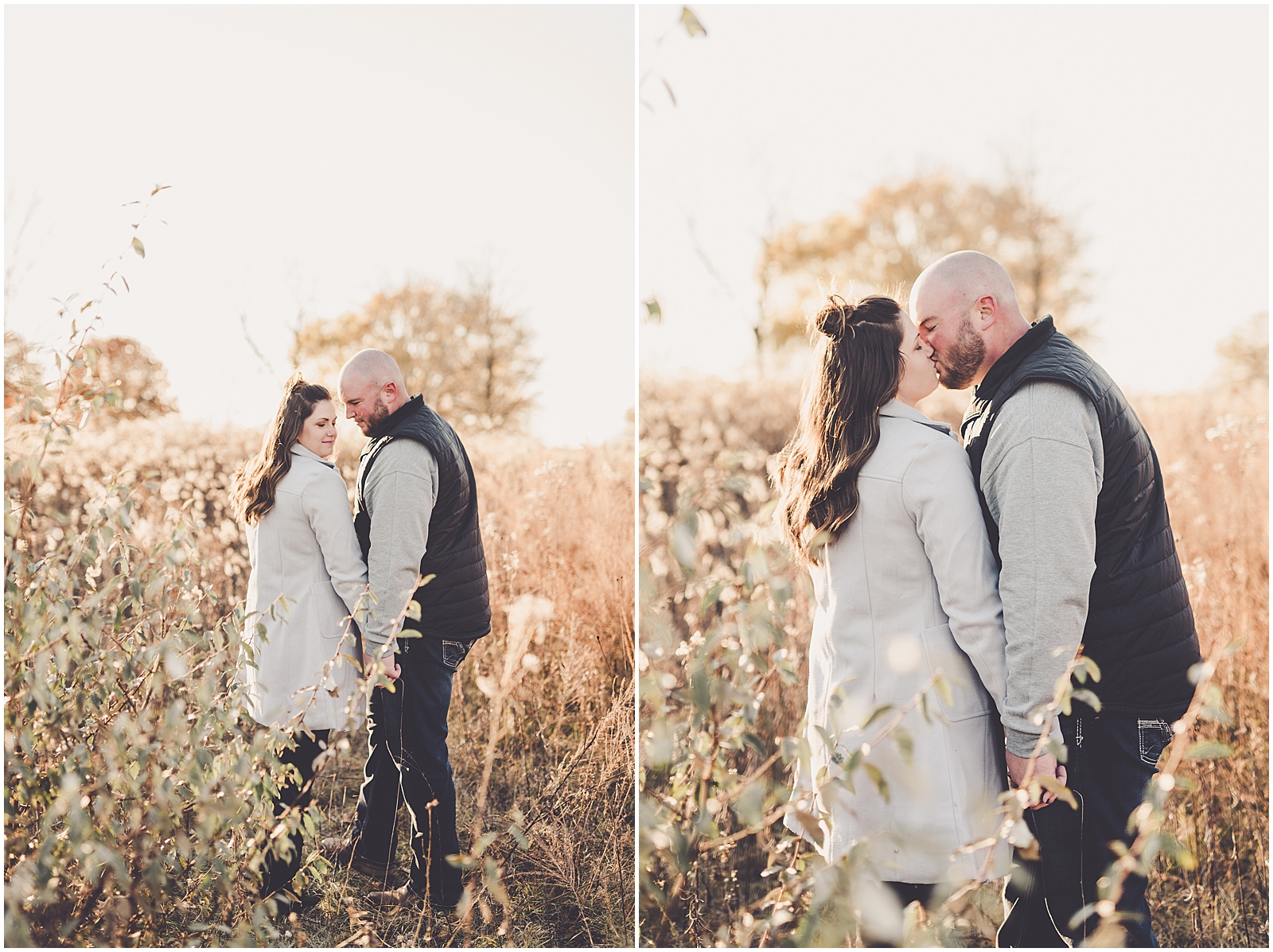 Carol and Casey's fall Perry Farm engagement in Bourbonnais, Illinois with Chicagoland wedding photographer Kara Evans Photographer.