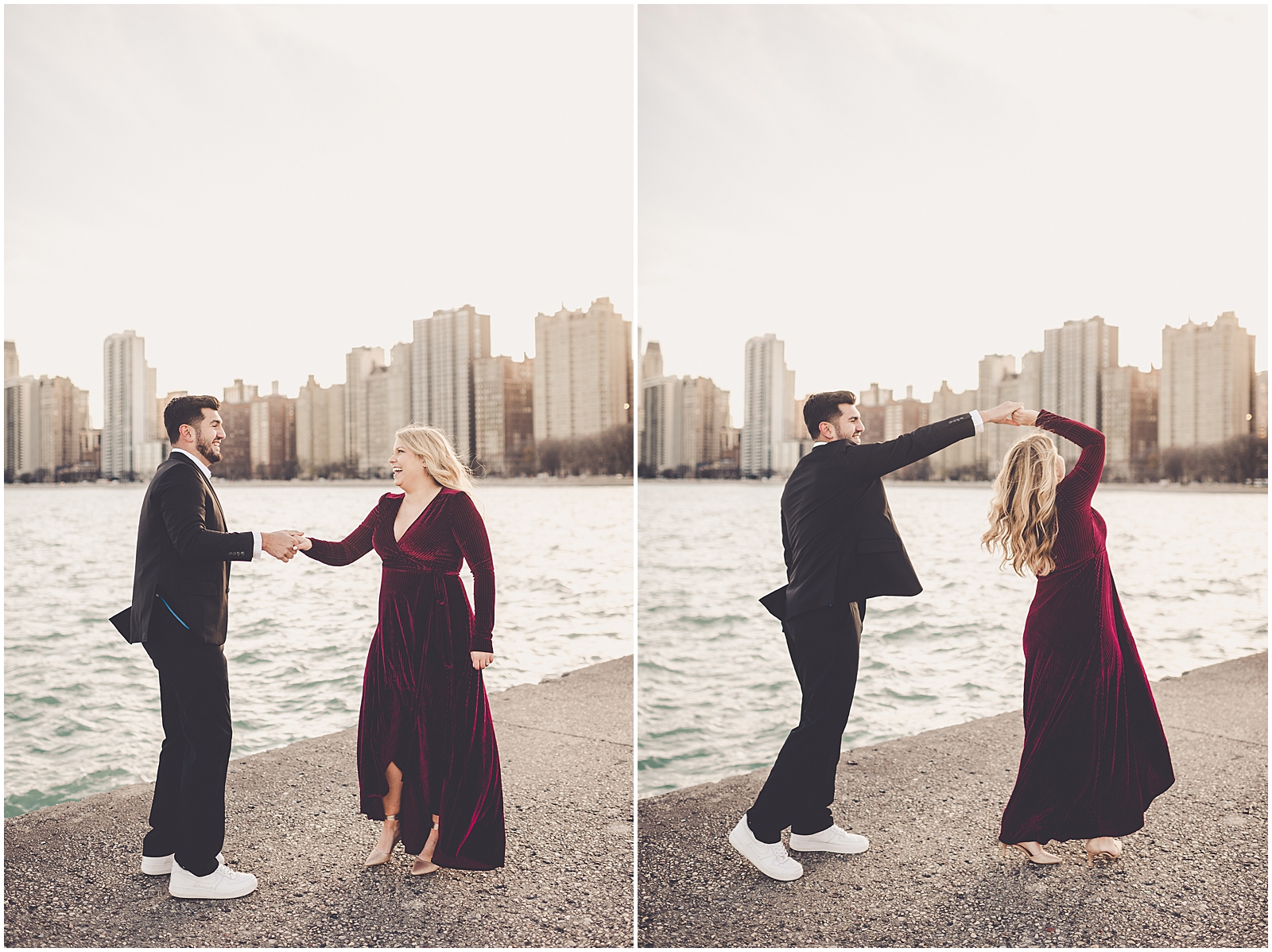 Andrea and Chris's Lincoln Park and North Avenue Beach engagement in Chicago, Illinois with Chicagoland photographer Kara Evans Photographer.