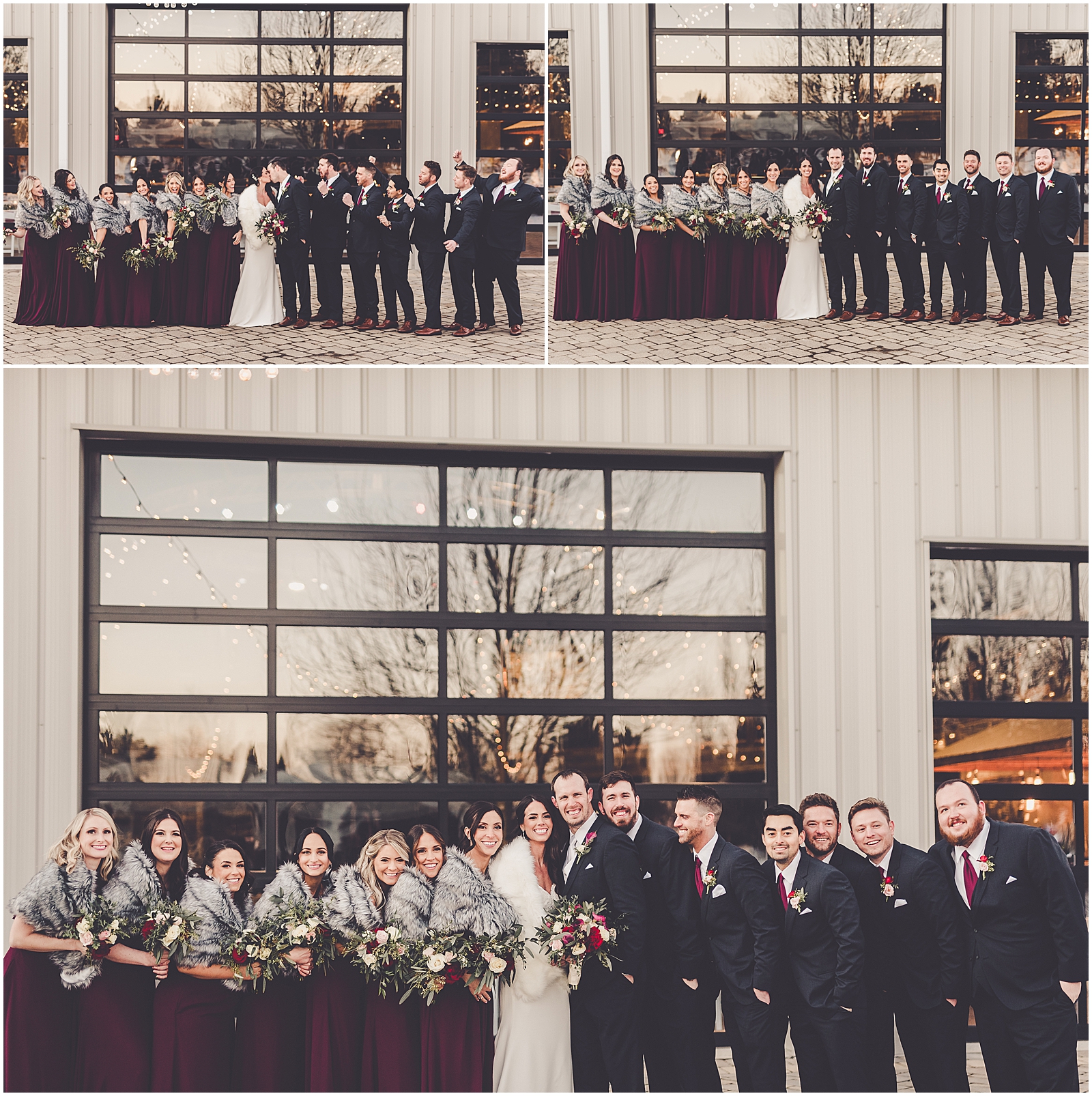 Jen and Tom's winter wedding at CD&ME in Frankfort, IL with Chicagoland wedding photographer Kara Evans Photographer.