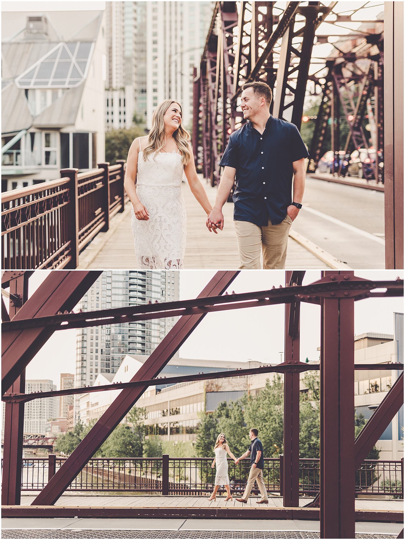 Michele and Timmy's summer River West engagement photos with Chicagoland wedding photographer Kara Evans Photographer.
