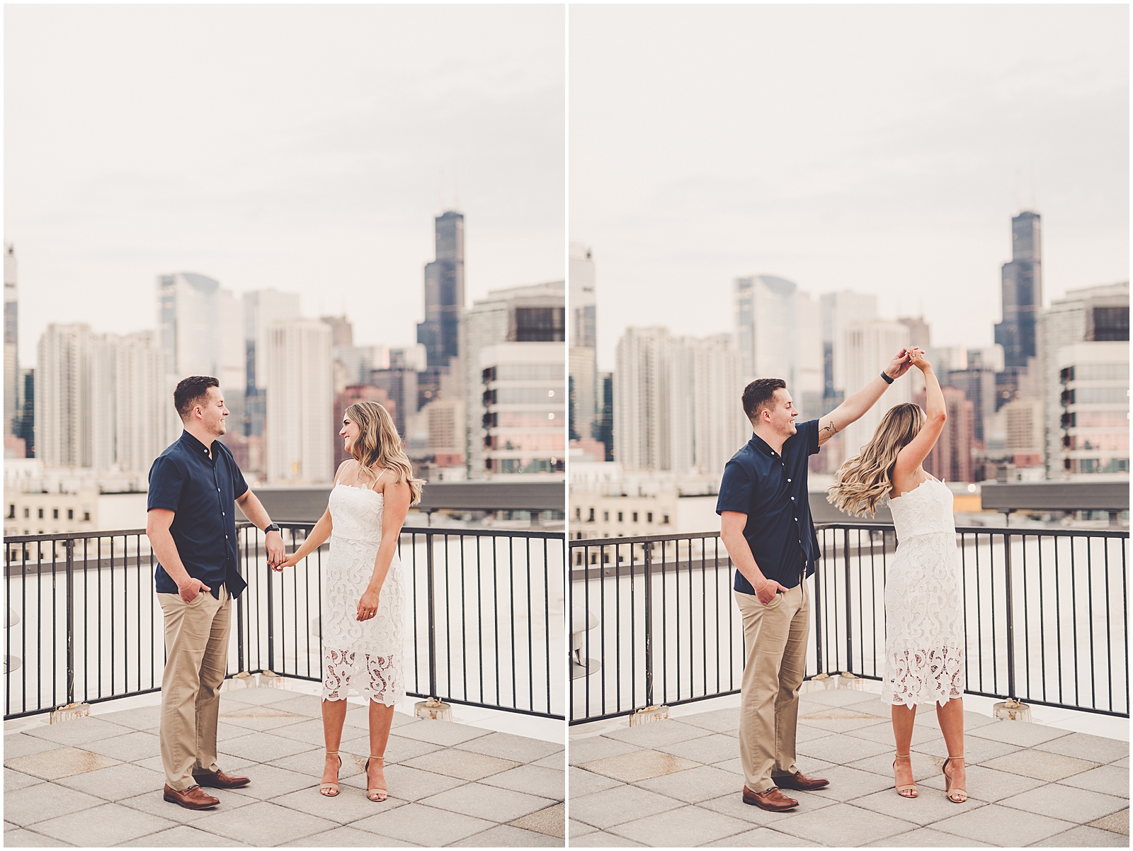 Michele and Timmy's summer River West engagement photos with Chicagoland wedding photographer Kara Evans Photographer.
