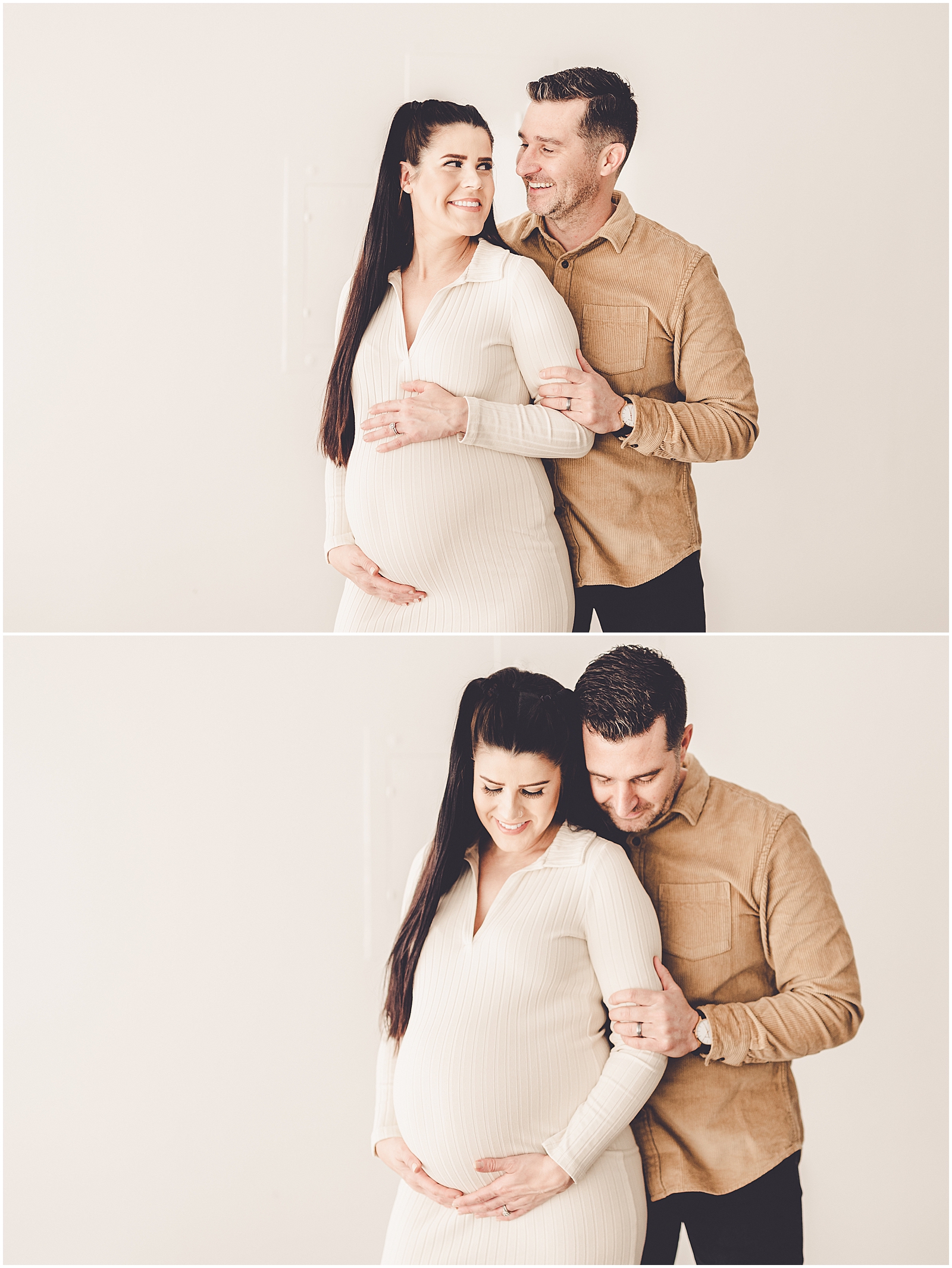 Family maternity photography session with the Benoit family at Kara Evans Photographer - Natural Light Studio Photographer in Kankakee, IL.