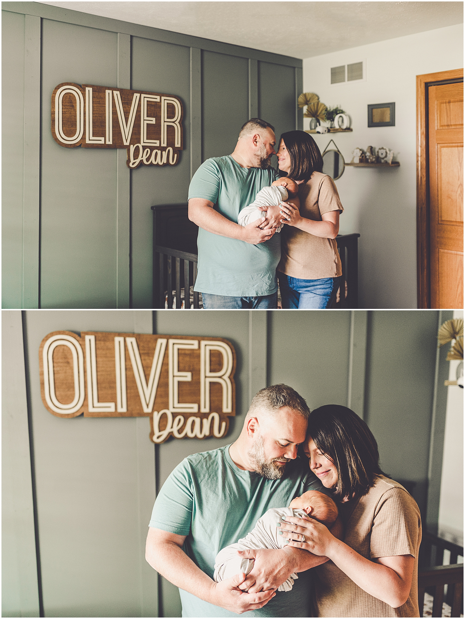 In-home lifestyle newborn photos with the Evans Family and Chicagoland & Kankakee County family photographer Kara Evans Photographer.