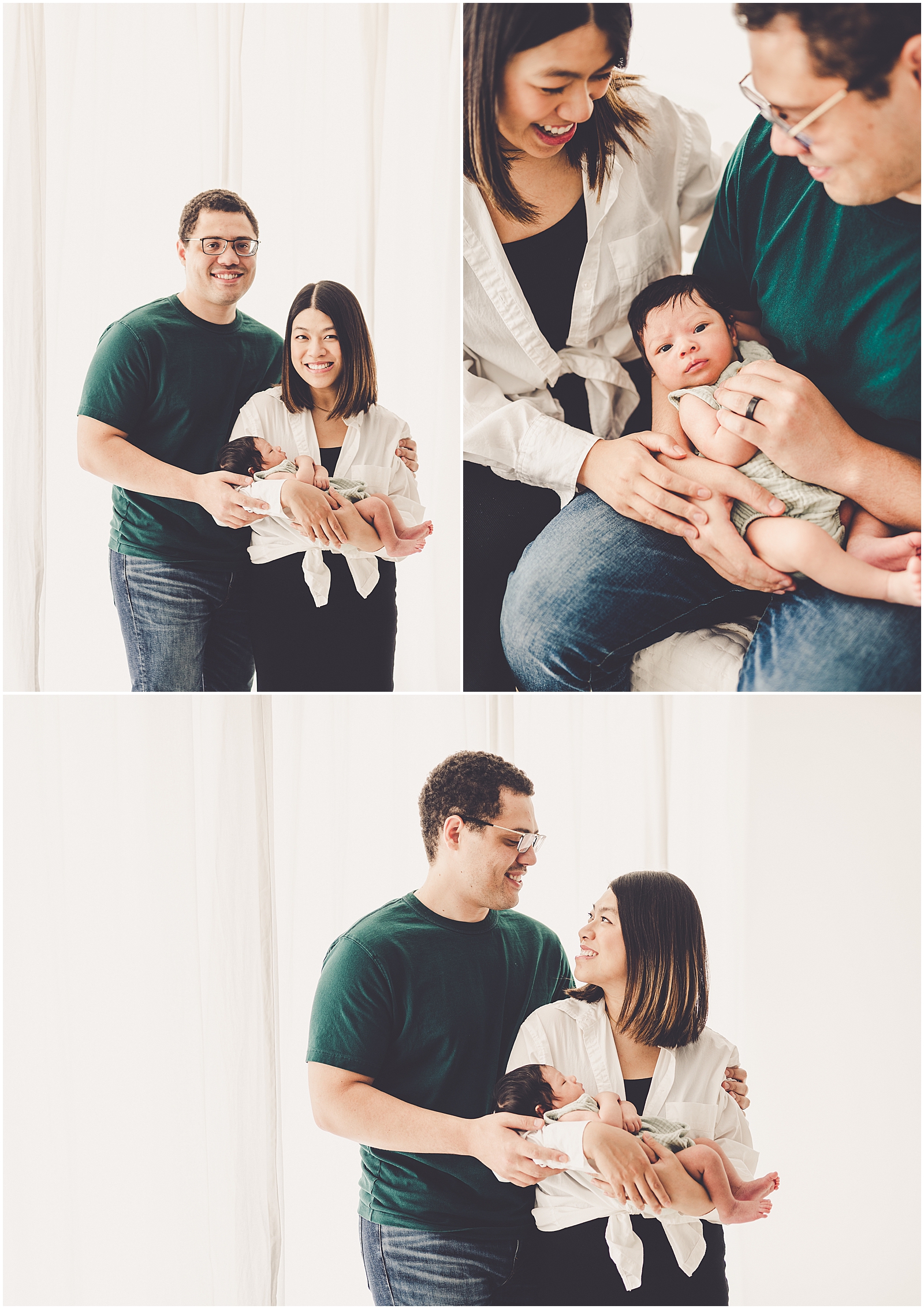 Natural light newborn session at Studio 388 in Kankakee with the Sanders family and Bourbonnais family photographer Kara Evans Photographer.