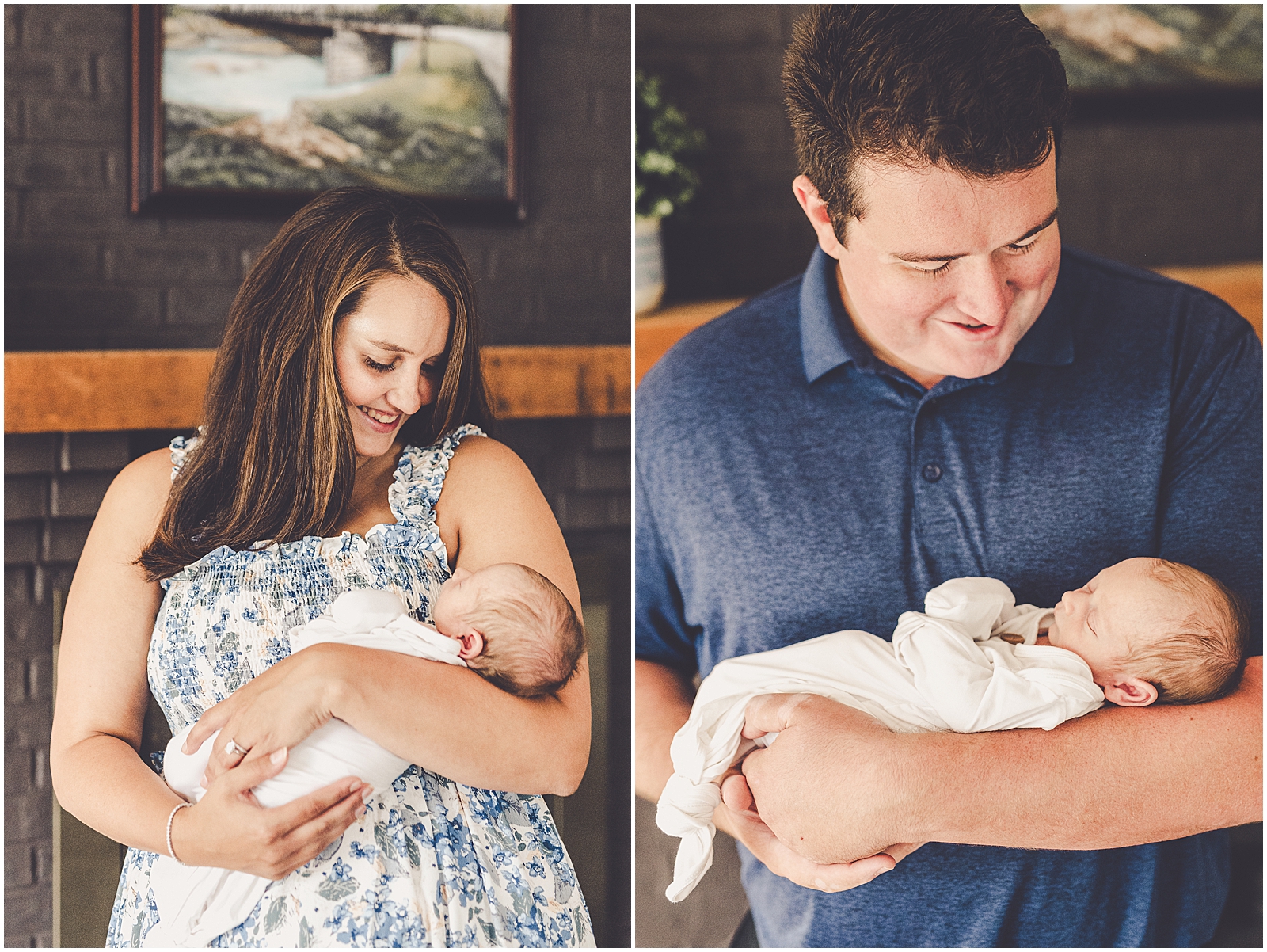 In-home lifestyle newborn photos for the Laurence with Bourbonnais area and Kankakee County family photographer Kara Evans Photographer.