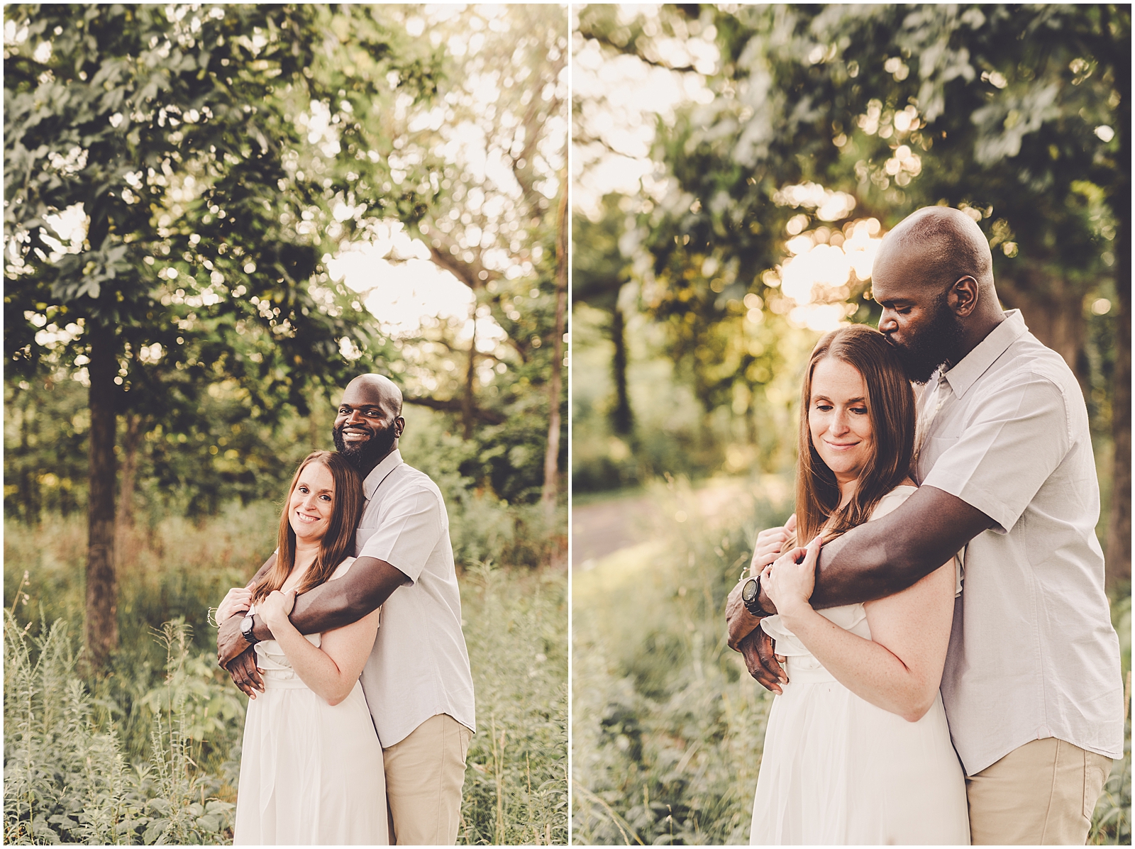 Emma and JeMarcus's engagement photos at Hickory Creek in Mokena with Chicagoland wedding photographer Kara Evans Photographer.