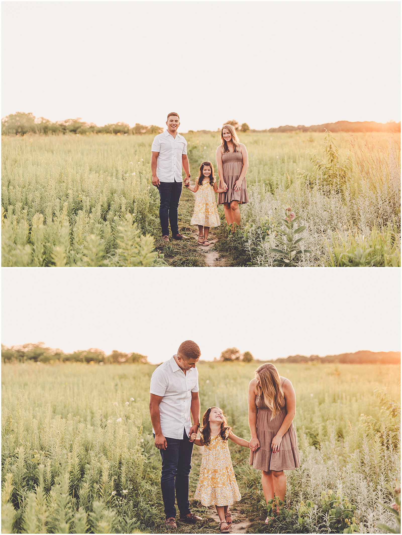 Summer sunset family session with the Diaz family and Bourbonnais family photographer Kara Evans Photographer.