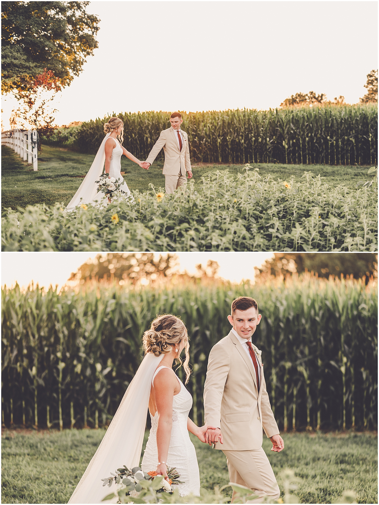 Sidney and Brendan's summer White Oak Farm Venue wedding in Michigan City with Chicagoland wedding photographer Kara Evans Photographer.