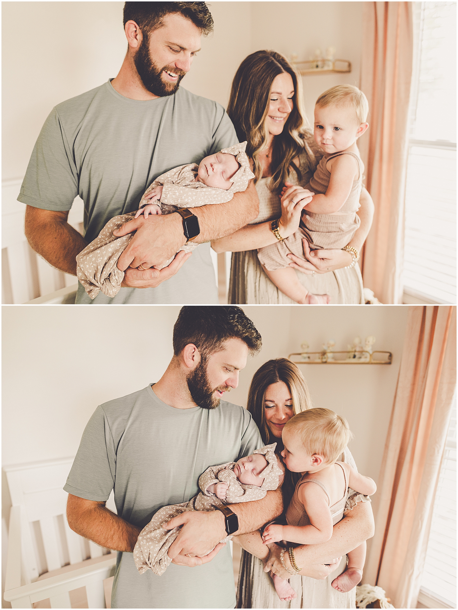 In-home lifestyle newborn session for the Miller family with Bourbonnais and Kankakee County family photographer Kara Evans Photographer.