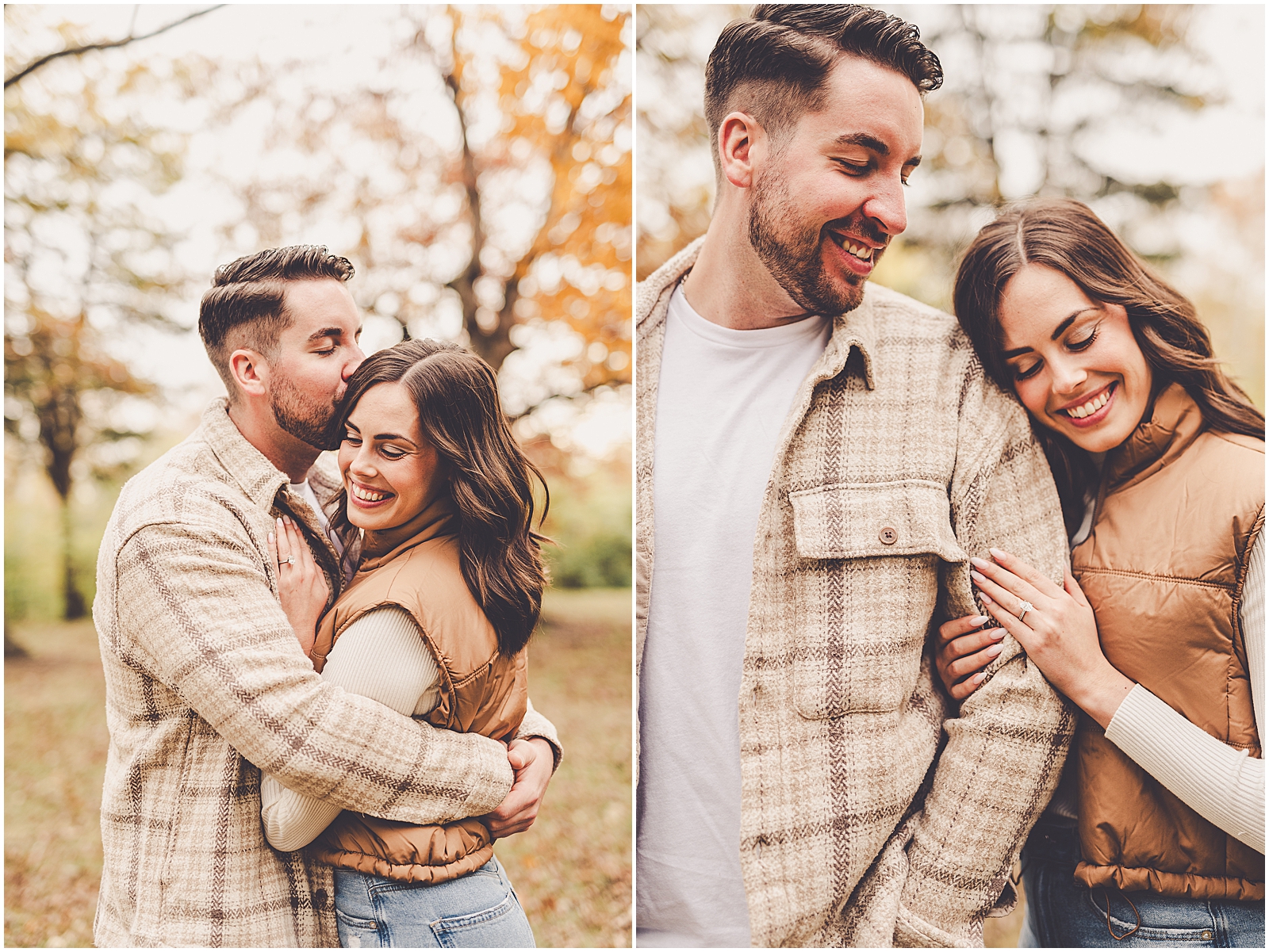 Gillian and Bobby's Kankakee River State Park engagement photos in Bourbonnais with Chicagoland wedding photographer Kara Evans Photographer.