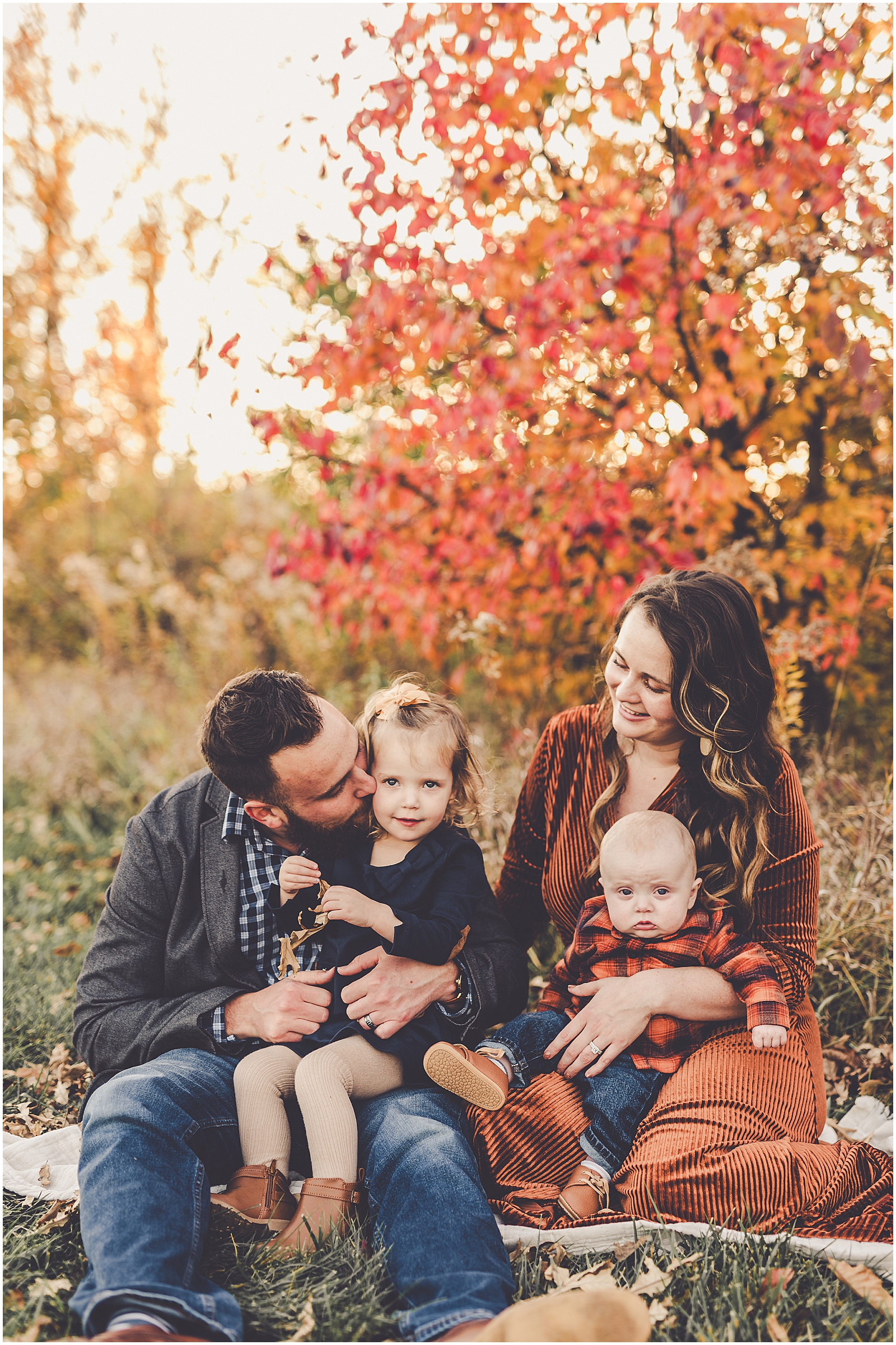 Fall four-month milestone & family session for the Schmidgall family with Kankakee County family photographer Kara Evans Photographer.