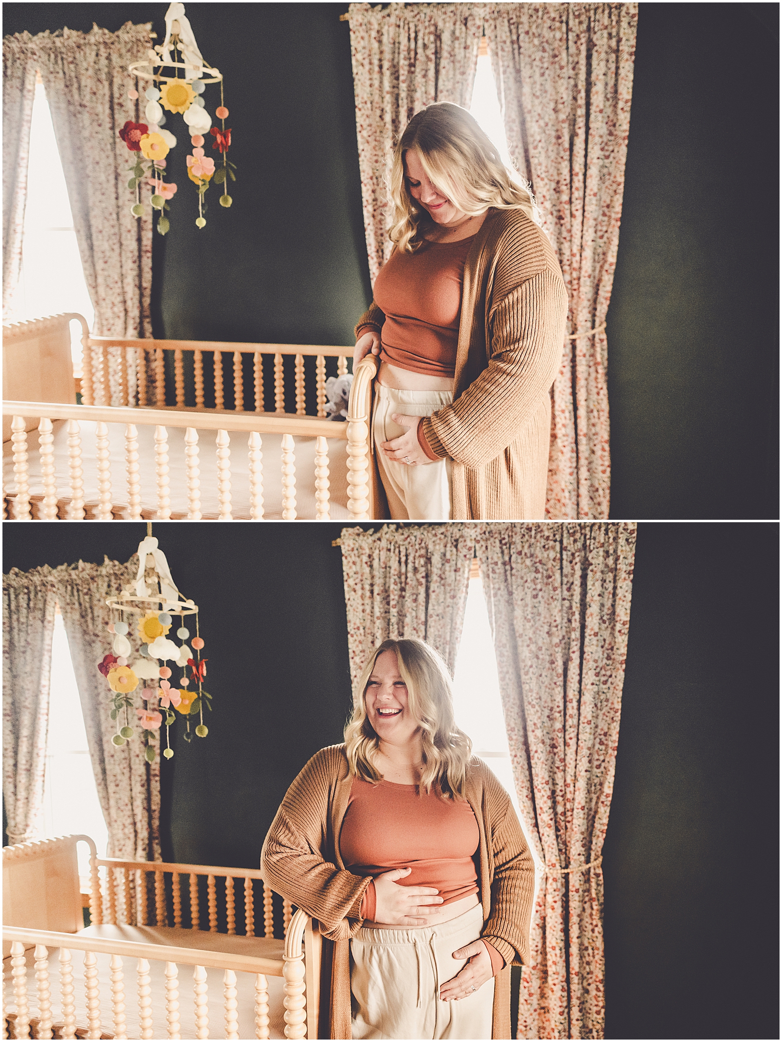 In-home lifestyle maternity session in Iroquois County for the Cowsert family with Kankakee family photographer Kara Evans Photographer.