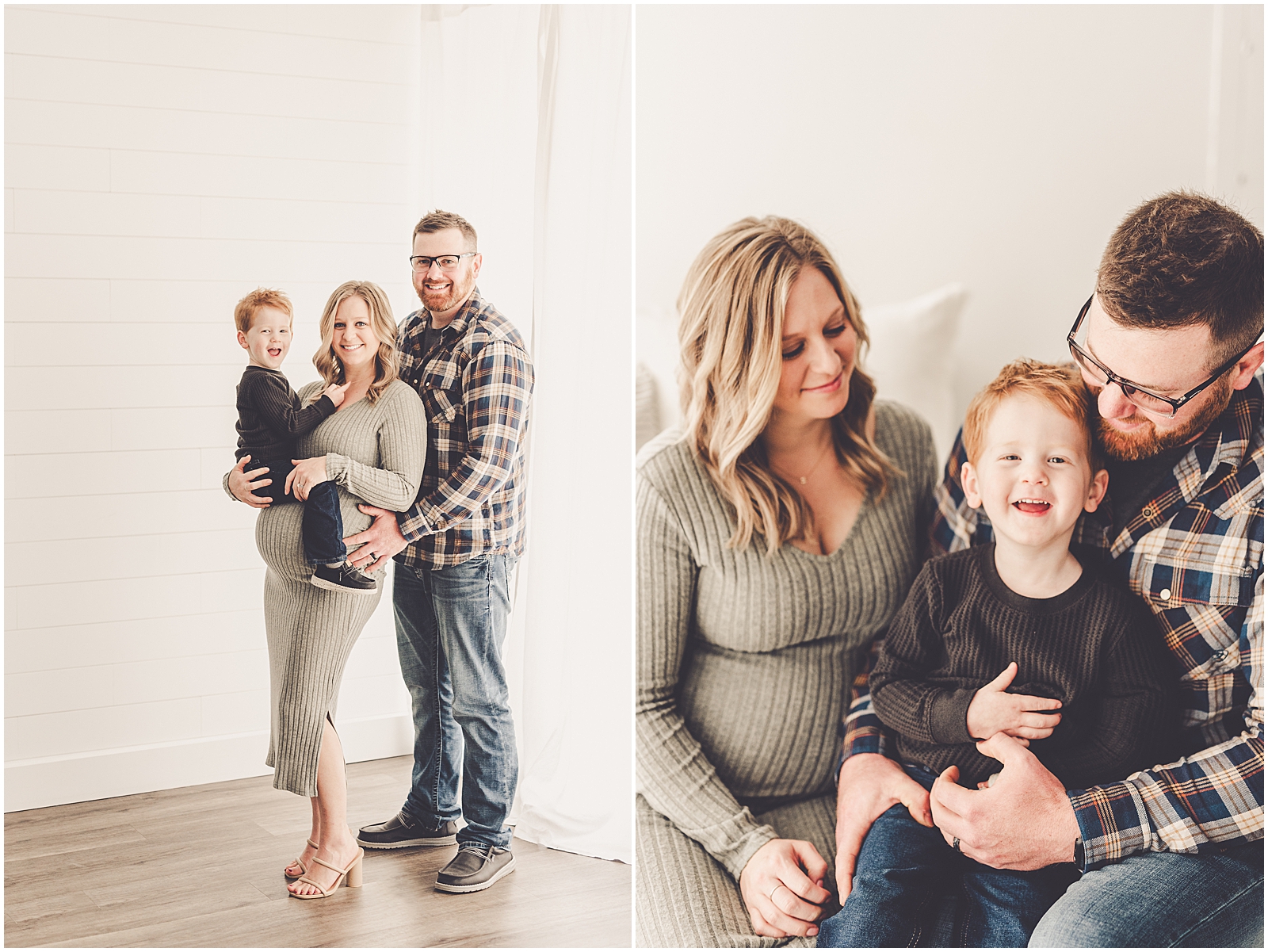 Studio maternity and family photographer in Kankakee with Iroquois County and Kankakee County family photographer Kara Evans Photographer.