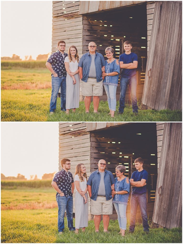 Kara Evans Photographer - Central Illinois Family Photographer - Watseka Family Photographer - Iroquois County Family Photographer Summer Session - Summer Sunset Family Session - Summer Rustic Family Photos