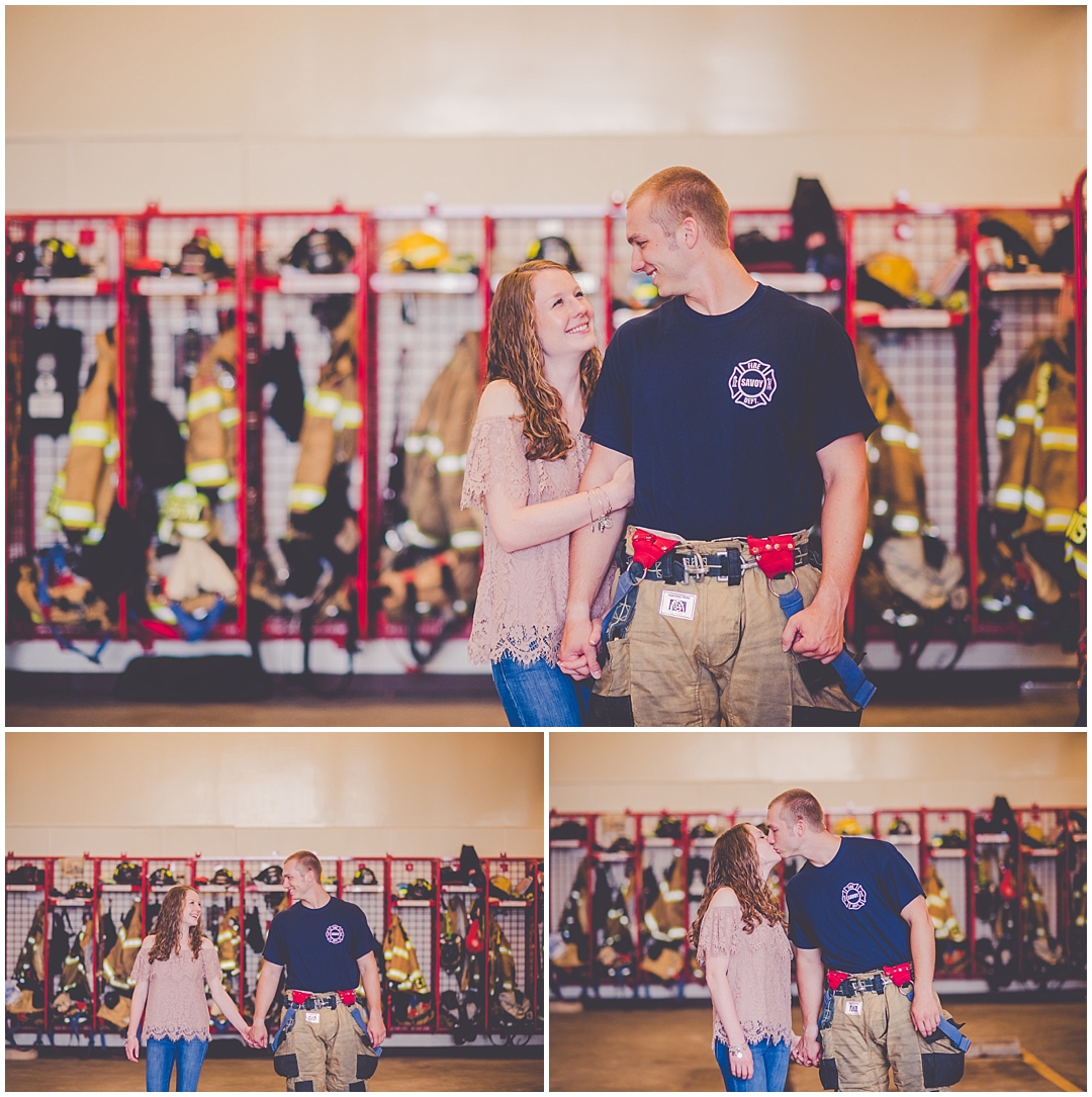 Kara Evans Photographer - Central Illinois Wedding and Engagement Photographer - Champaign Urbana Photographer - Savoy Engagement Photos - Firehouse Engagement Session - Firefighter Engagement Photo Ideas