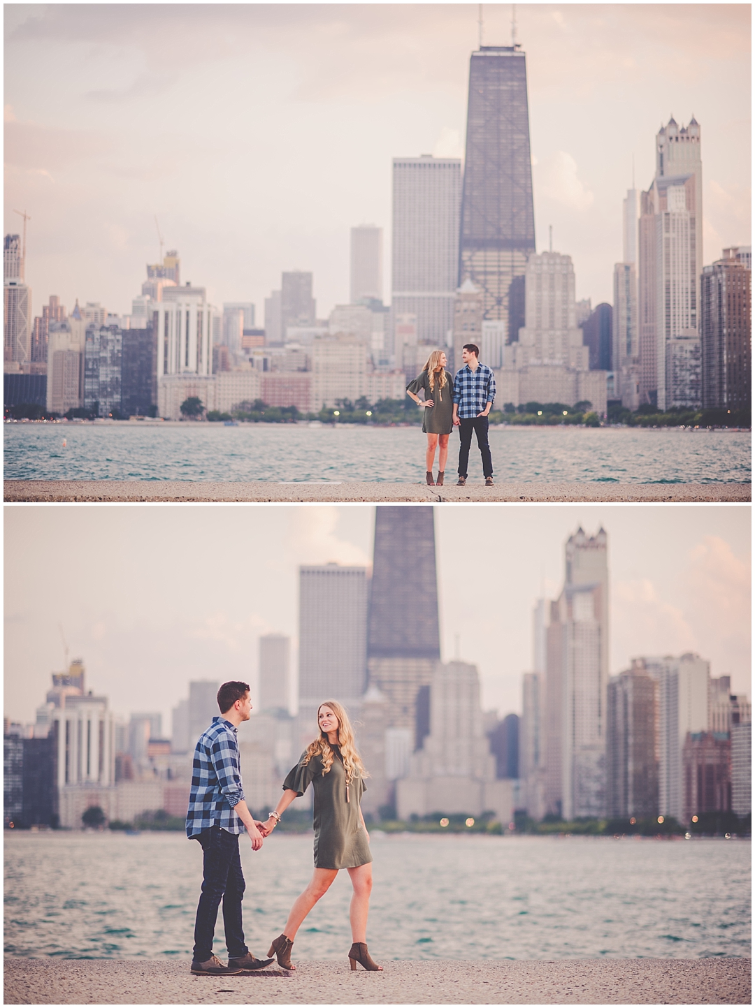 Kara Evans Photographer - Chicagoland Wedding Photographer - September Chicago Engagement Photos - Chicago Skyline Engagement Photos - Lincoln Park Nature Boardwalk Engagement - North Avenue Beach Engagement