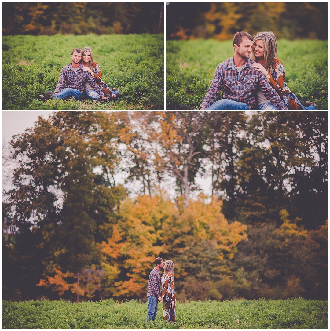 Kara Evans Photographer - Chicagoland Wedding Photographer - Traveling Illinois Wedding Photographer - Farm Fall Engagement Photos - Alfalfa Field Engagement Photos 