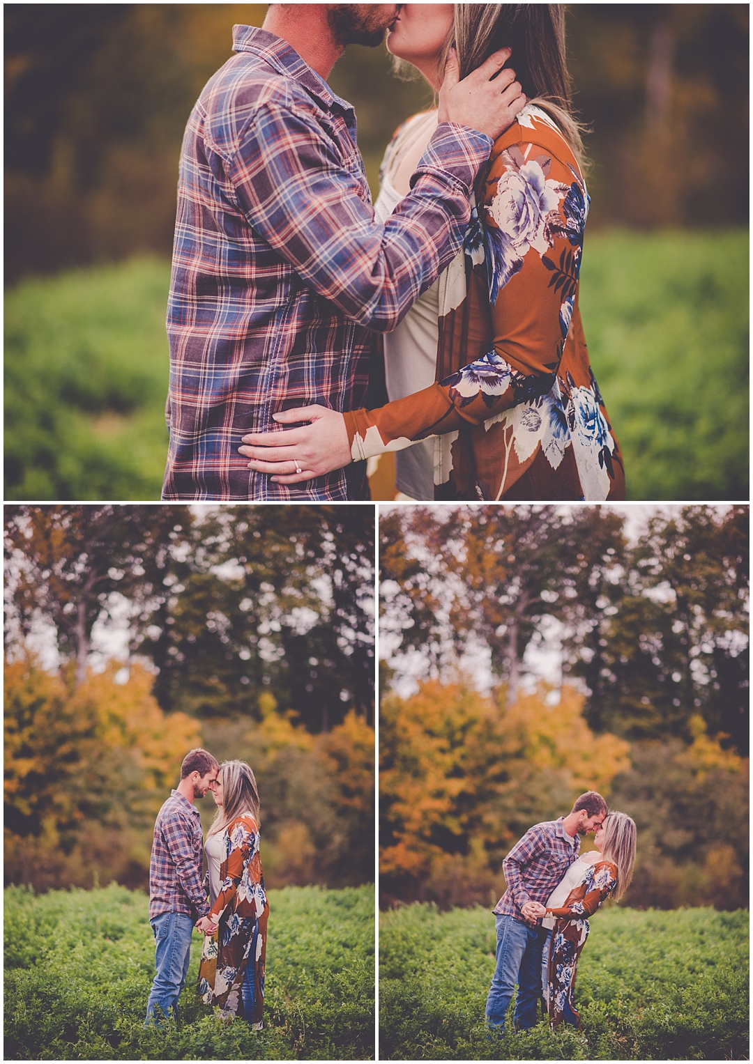 Kara Evans Photographer - Chicagoland Wedding Photographer - Traveling Illinois Wedding Photographer - Farm Fall Engagement Photos - Alfalfa Field Engagement Photos 